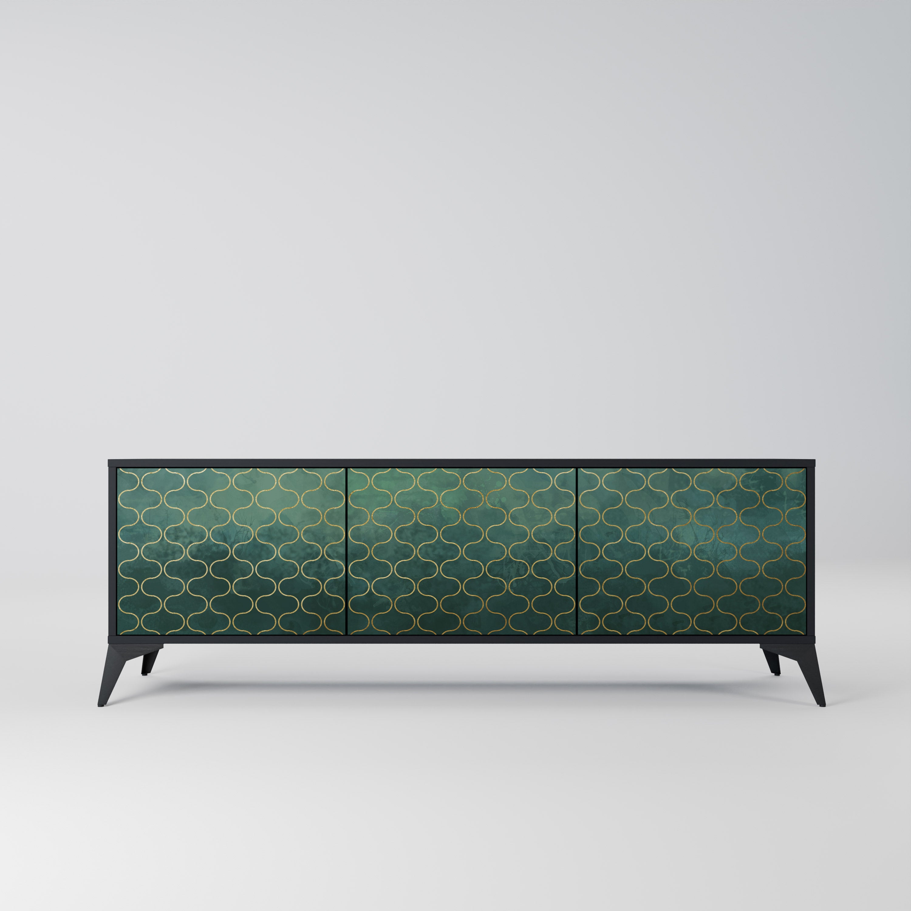 TESSELATED GREENERY Szafka RTV 3-drzwiowa korpus Czarny