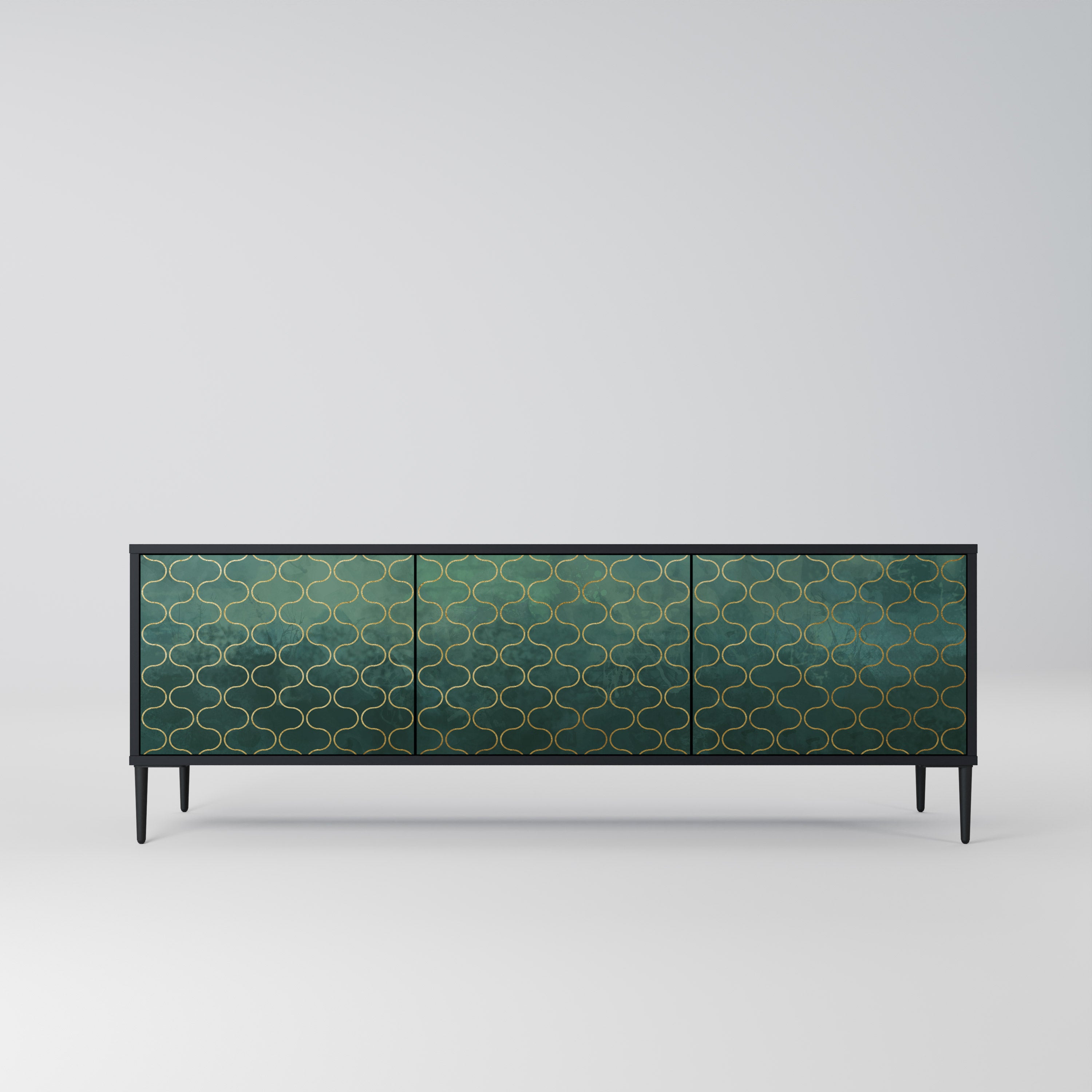 TESSELATED GREENERY Szafka RTV 3-drzwiowa korpus Czarny