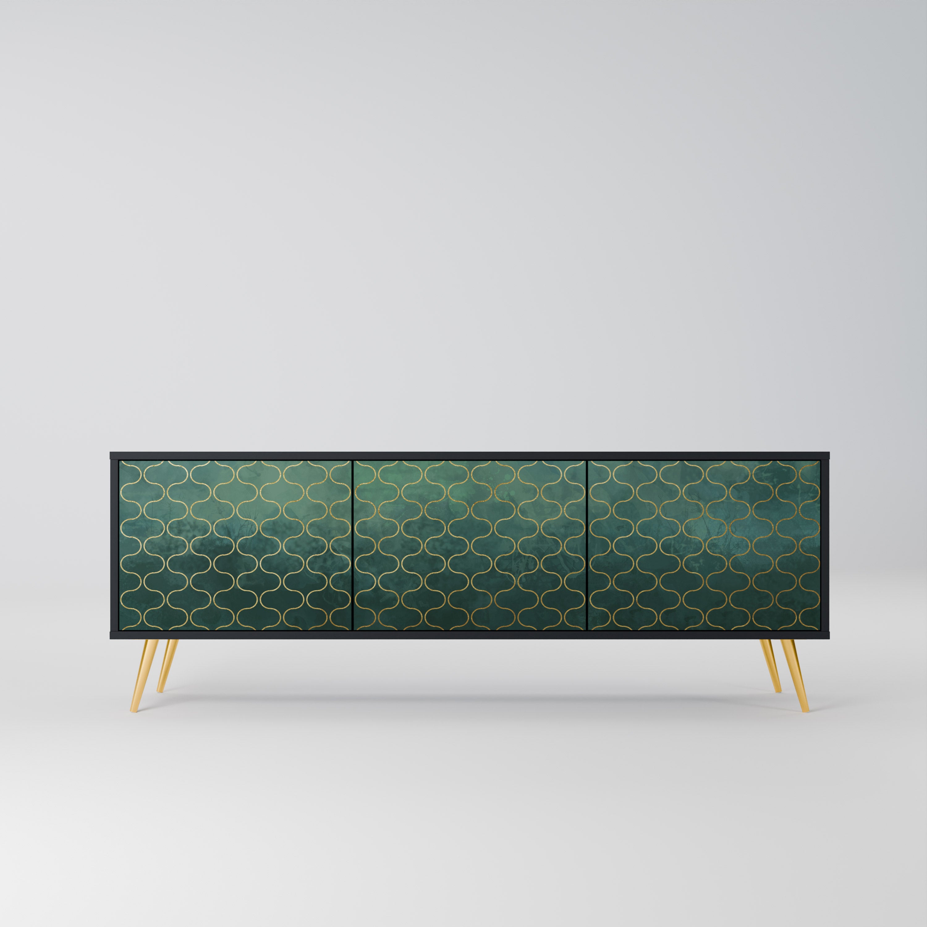 TESSELATED GREENERY Szafka RTV 3-drzwiowa korpus Czarny