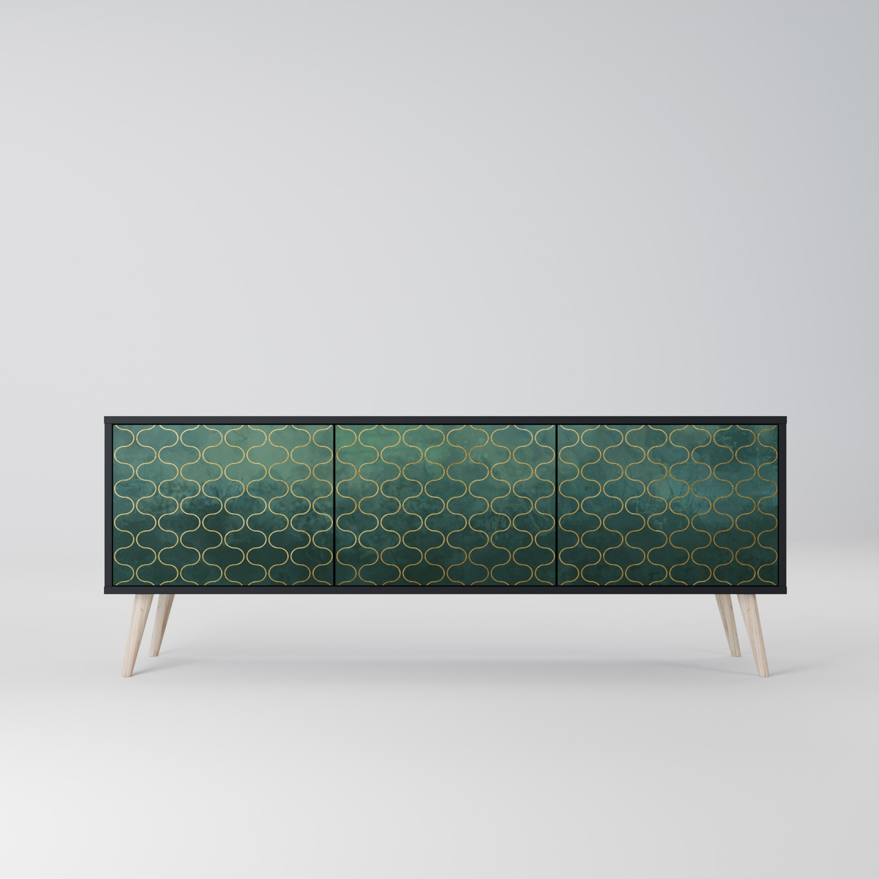 TESSELATED GREENERY Szafka RTV 3-drzwiowa korpus Czarny