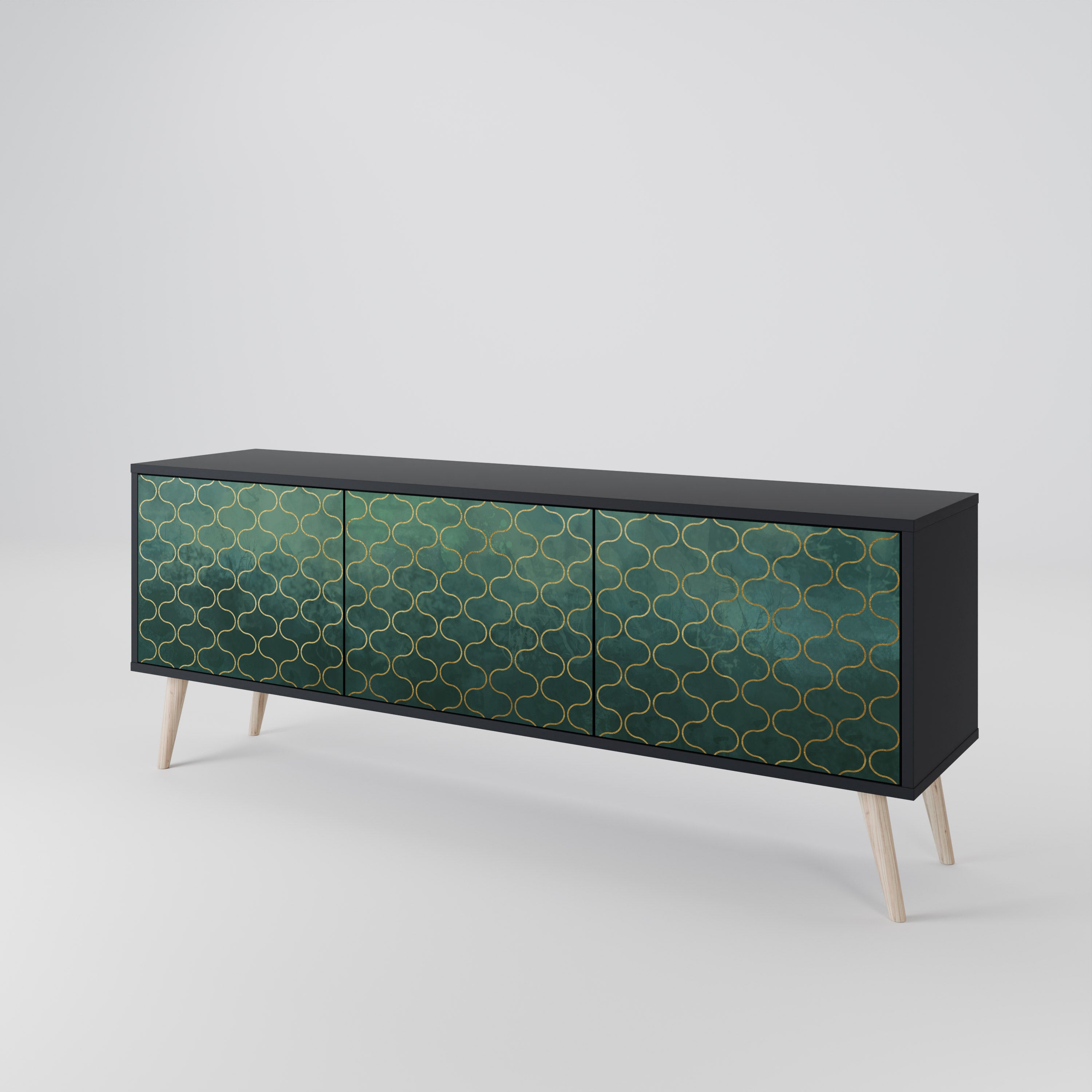 TESSELATED GREENERY Szafka RTV 3-drzwiowa korpus Czarny
