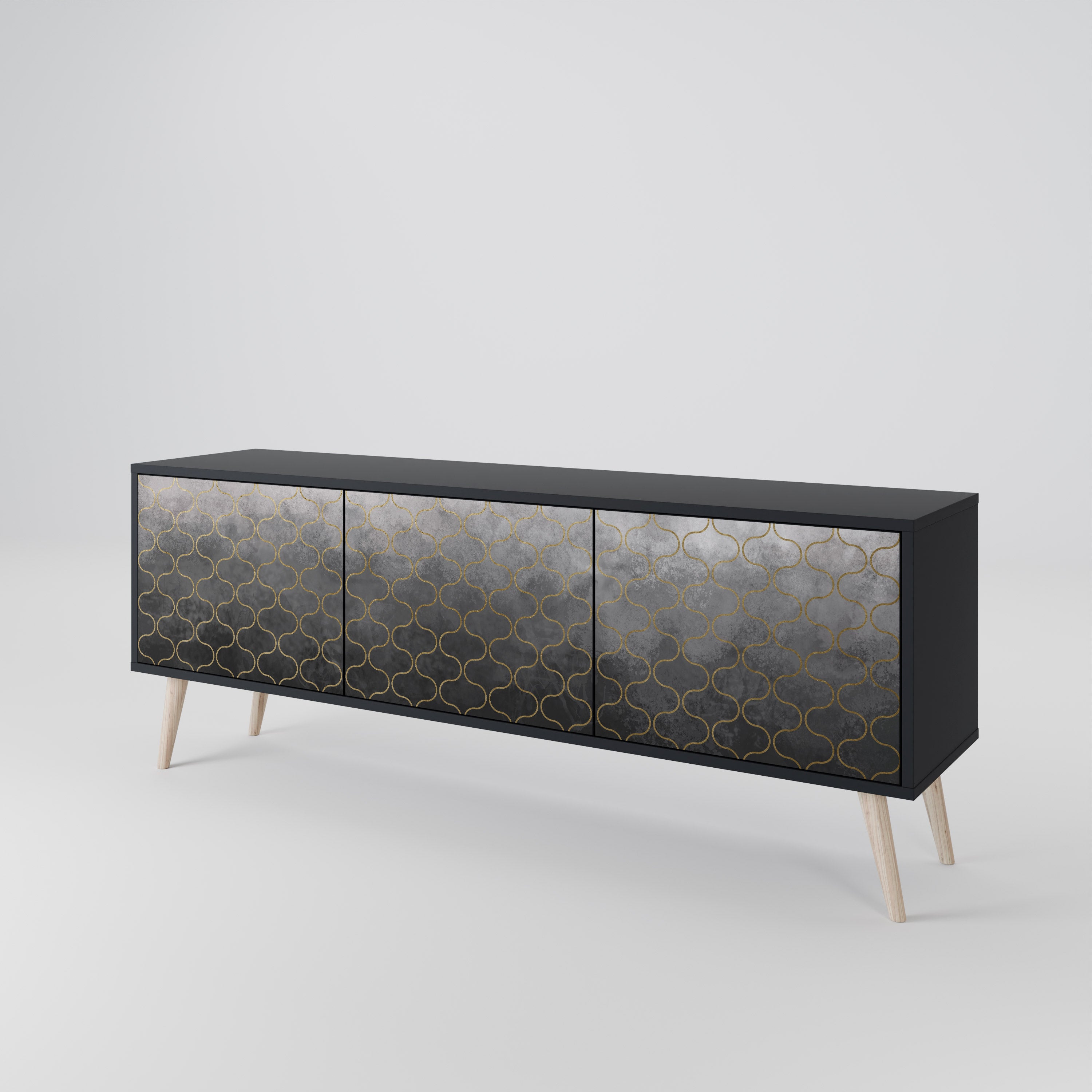 TESSELATED GRAYISH Szafka RTV 3-drzwiowa korpus Czarny