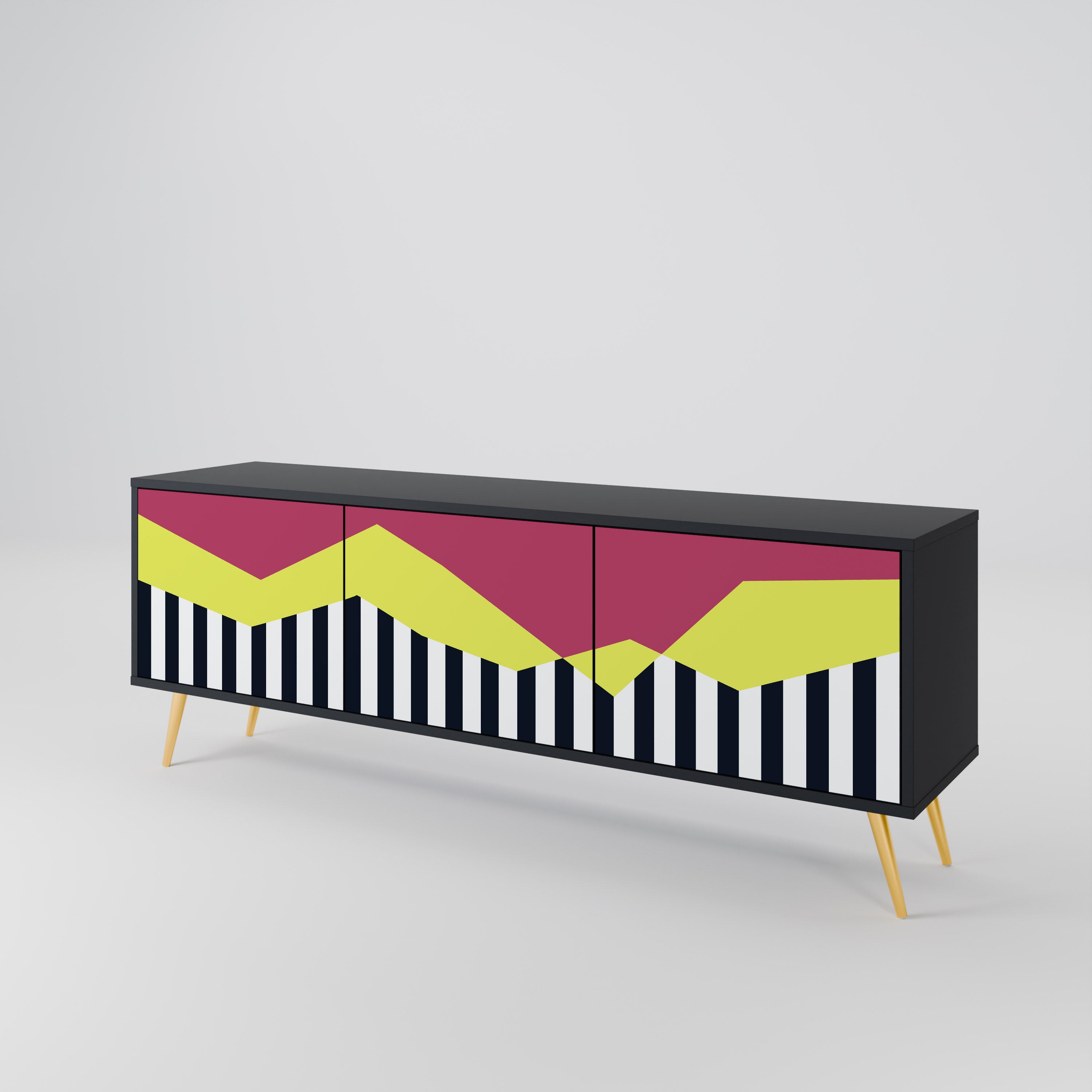 PIANO FANTASY Szafka RTV 3-drzwiowa korpus Czarny