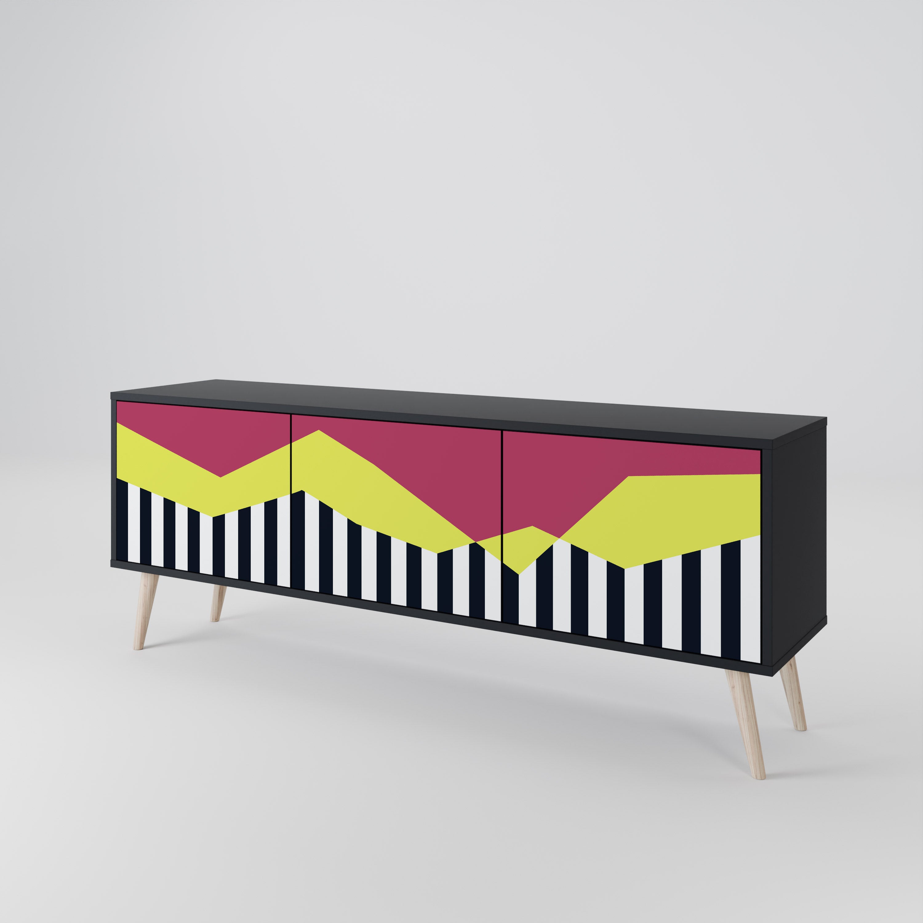 PIANO FANTASY Szafka RTV 3-drzwiowa korpus Czarny