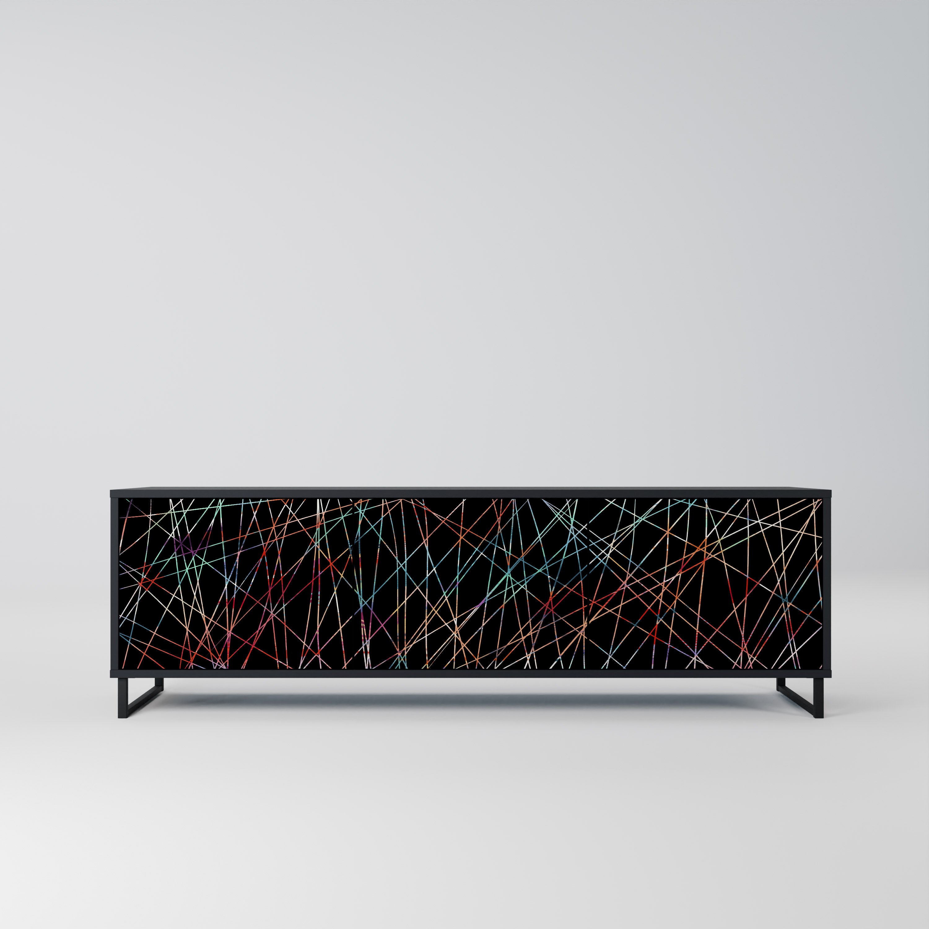 LUMINOUS SNARE Szafka RTV 3-drzwiowa korpus Czarny
