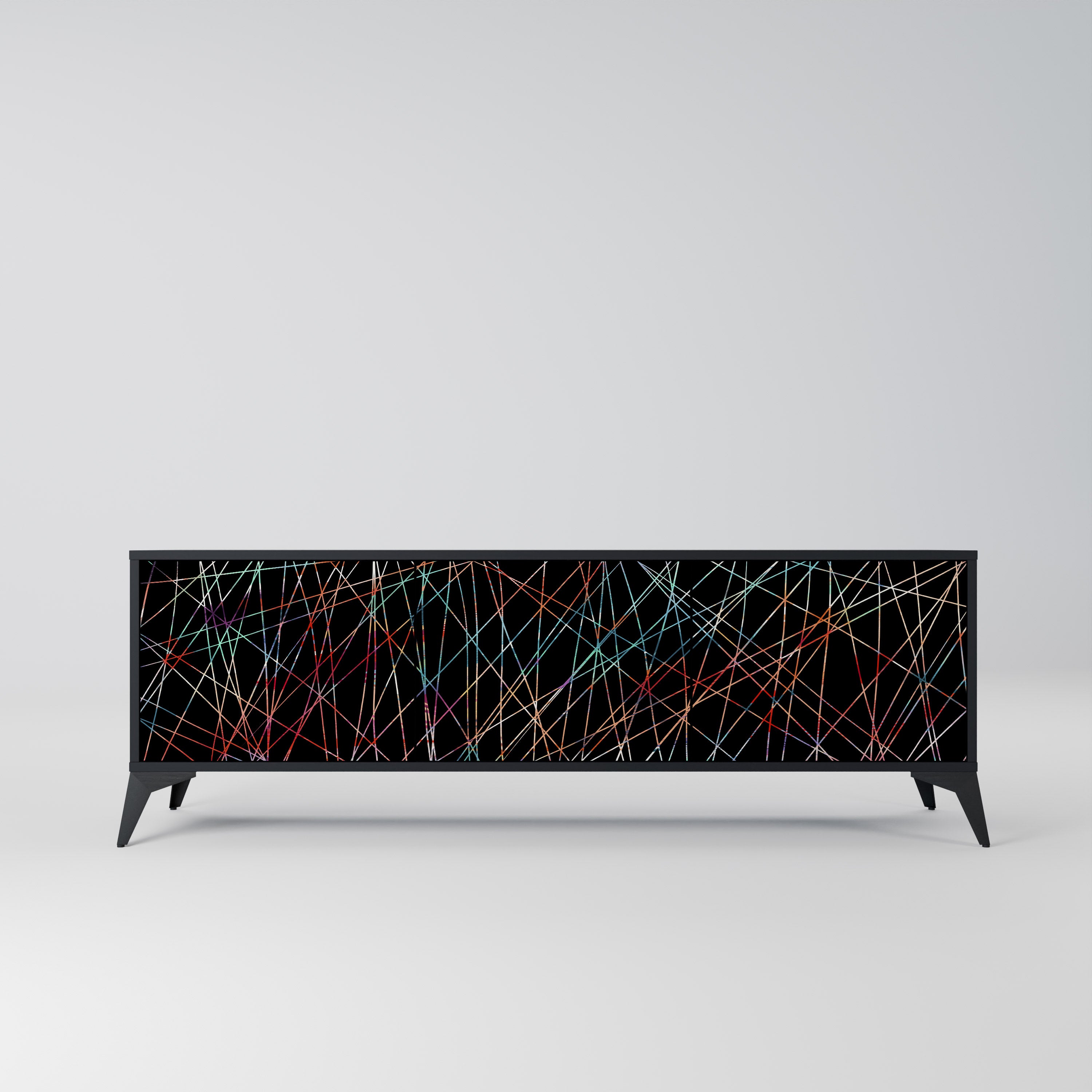 LUMINOUS SNARE Szafka RTV 3-drzwiowa korpus Czarny