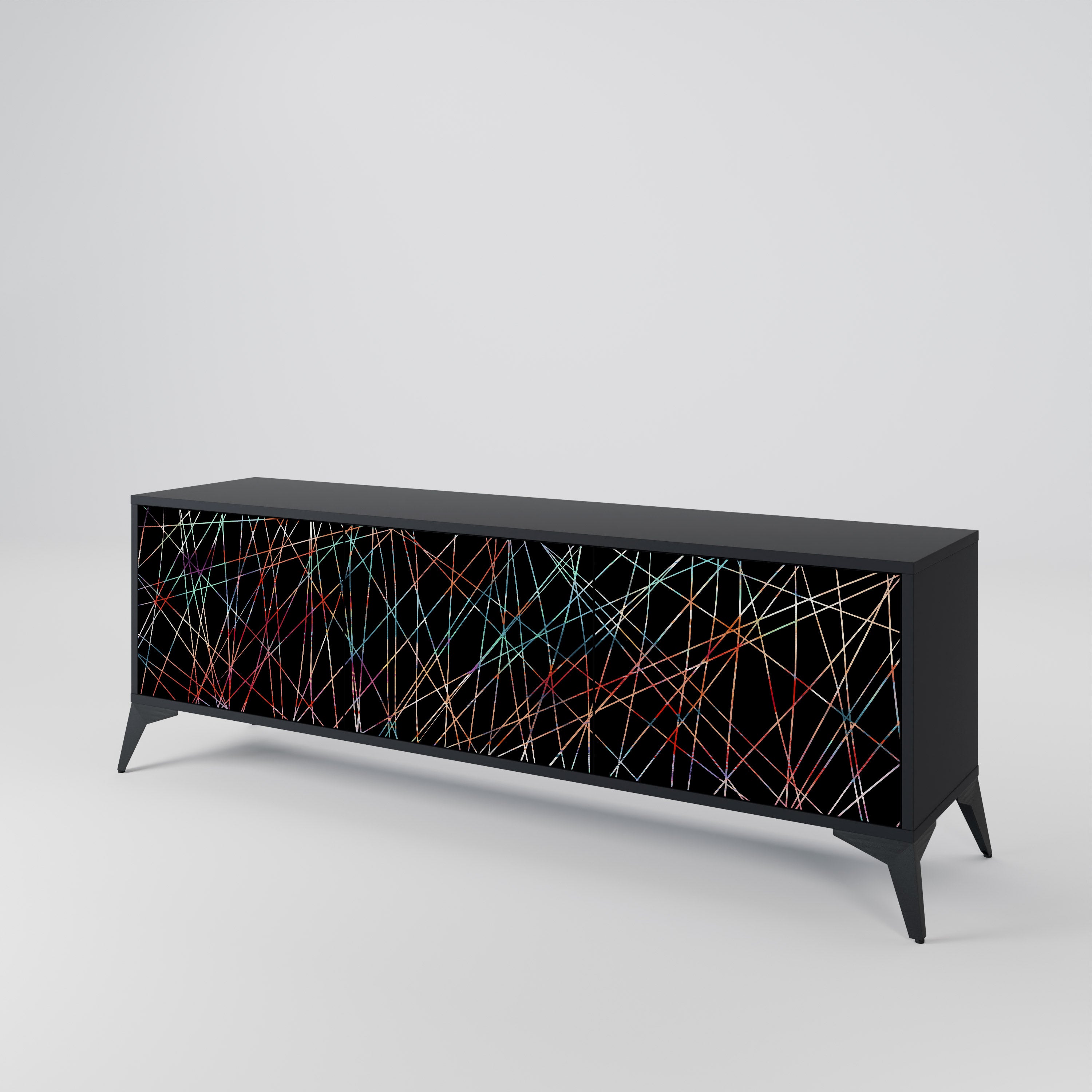 LUMINOUS SNARE Szafka RTV 3-drzwiowa korpus Czarny