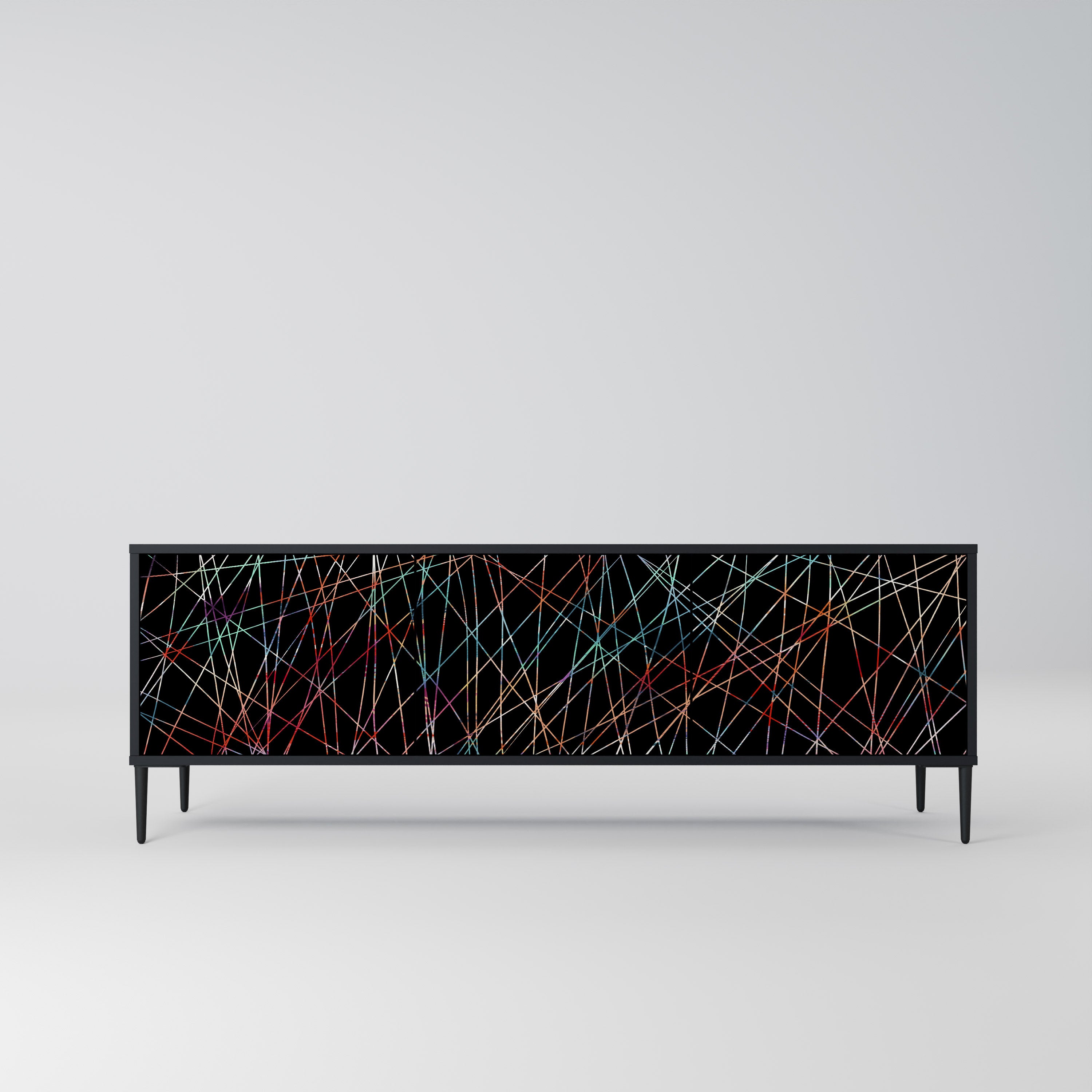 LUMINOUS SNARE Szafka RTV 3-drzwiowa korpus Czarny