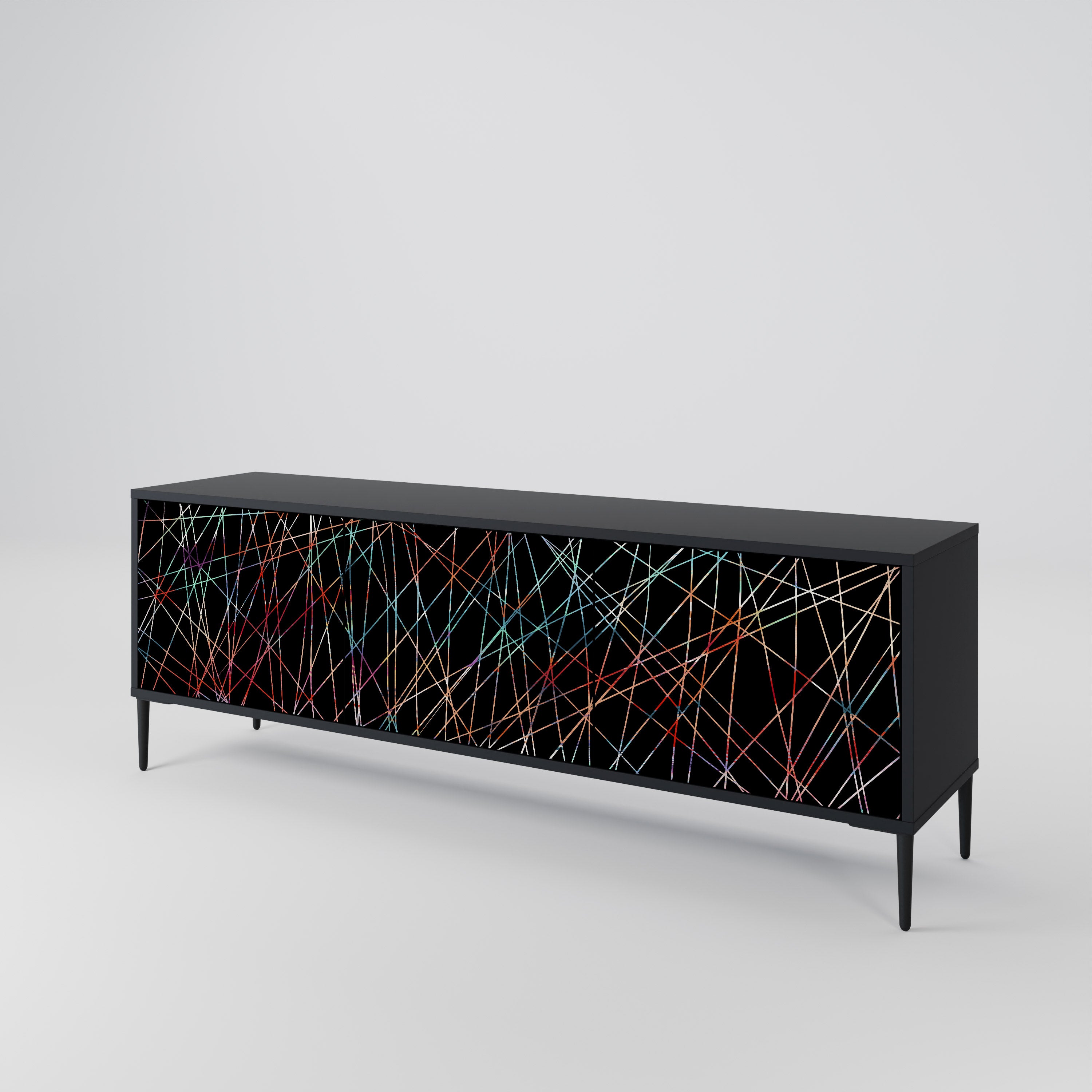 LUMINOUS SNARE Szafka RTV 3-drzwiowa korpus Czarny