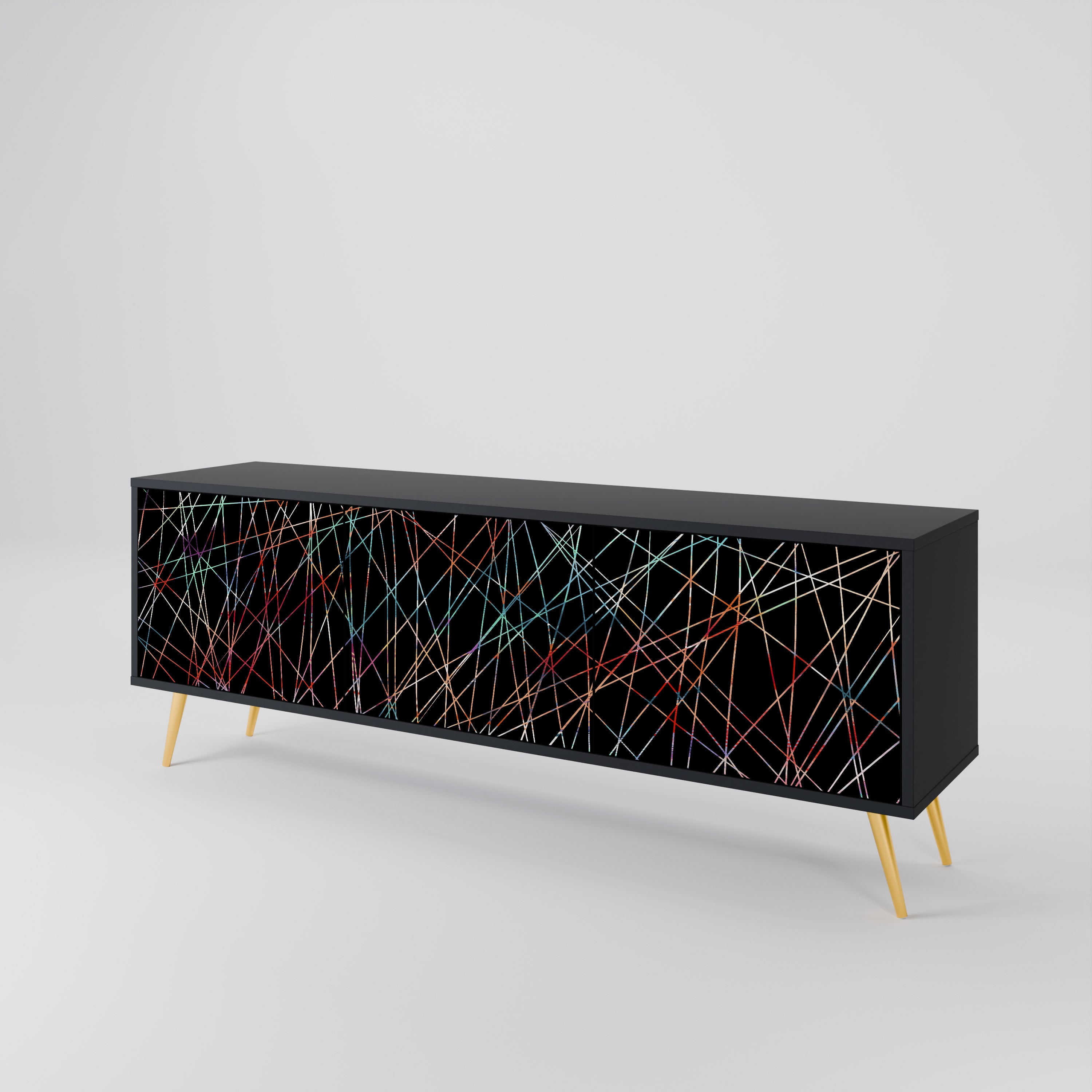 LUMINOUS SNARE Szafka RTV 3-drzwiowa korpus Czarny