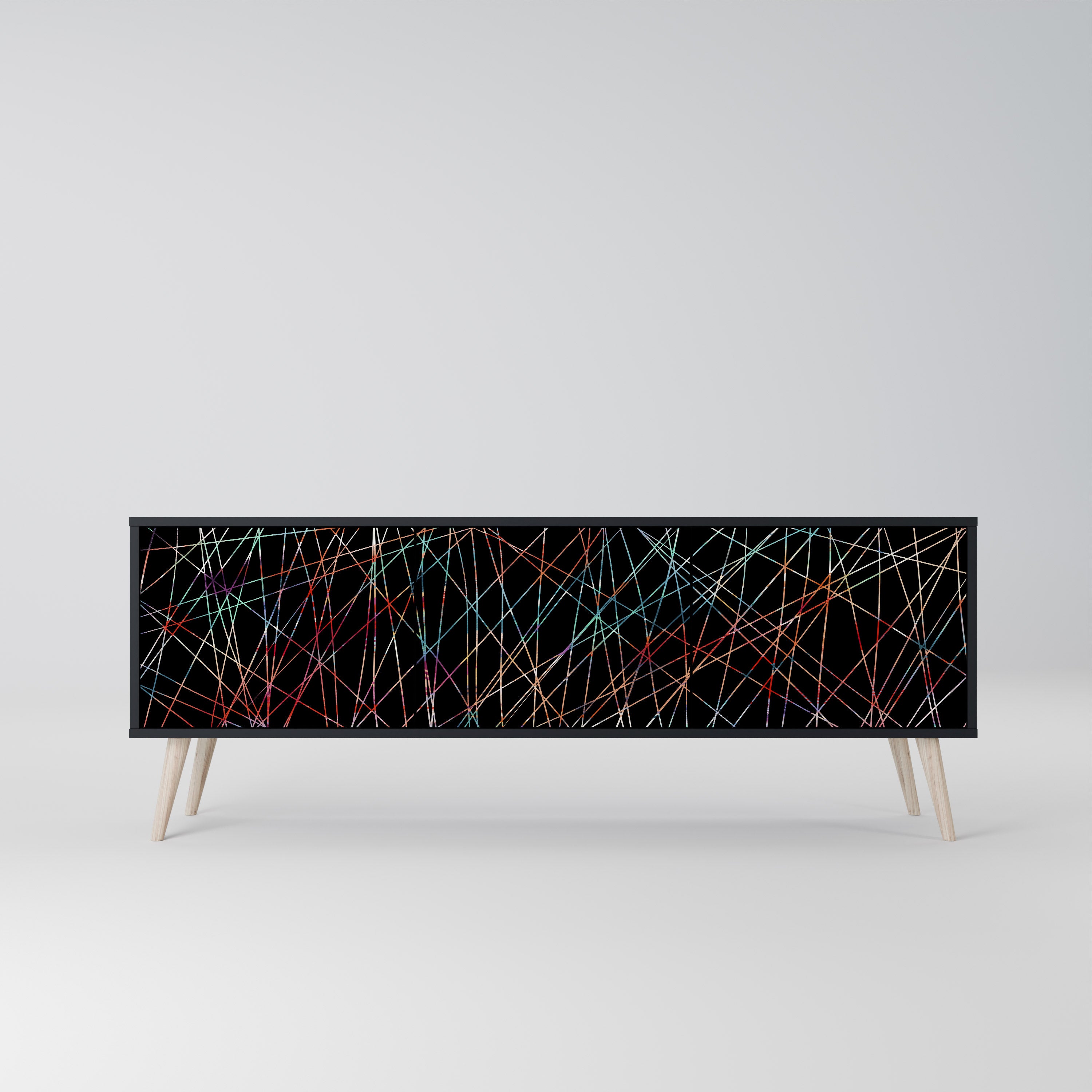 LUMINOUS SNARE Szafka RTV 3-drzwiowa korpus Czarny
