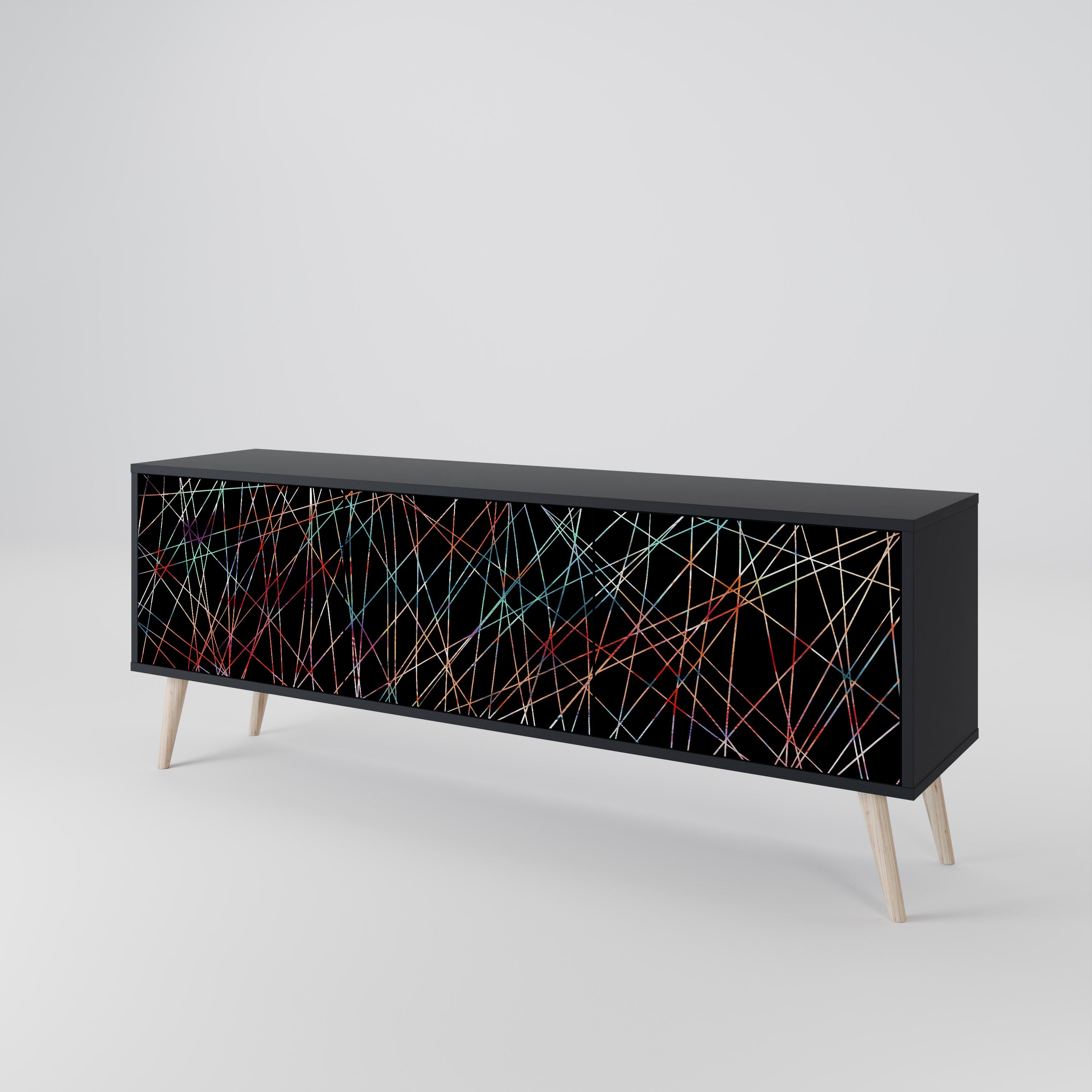 LUMINOUS SNARE Szafka RTV 3-drzwiowa korpus Czarny