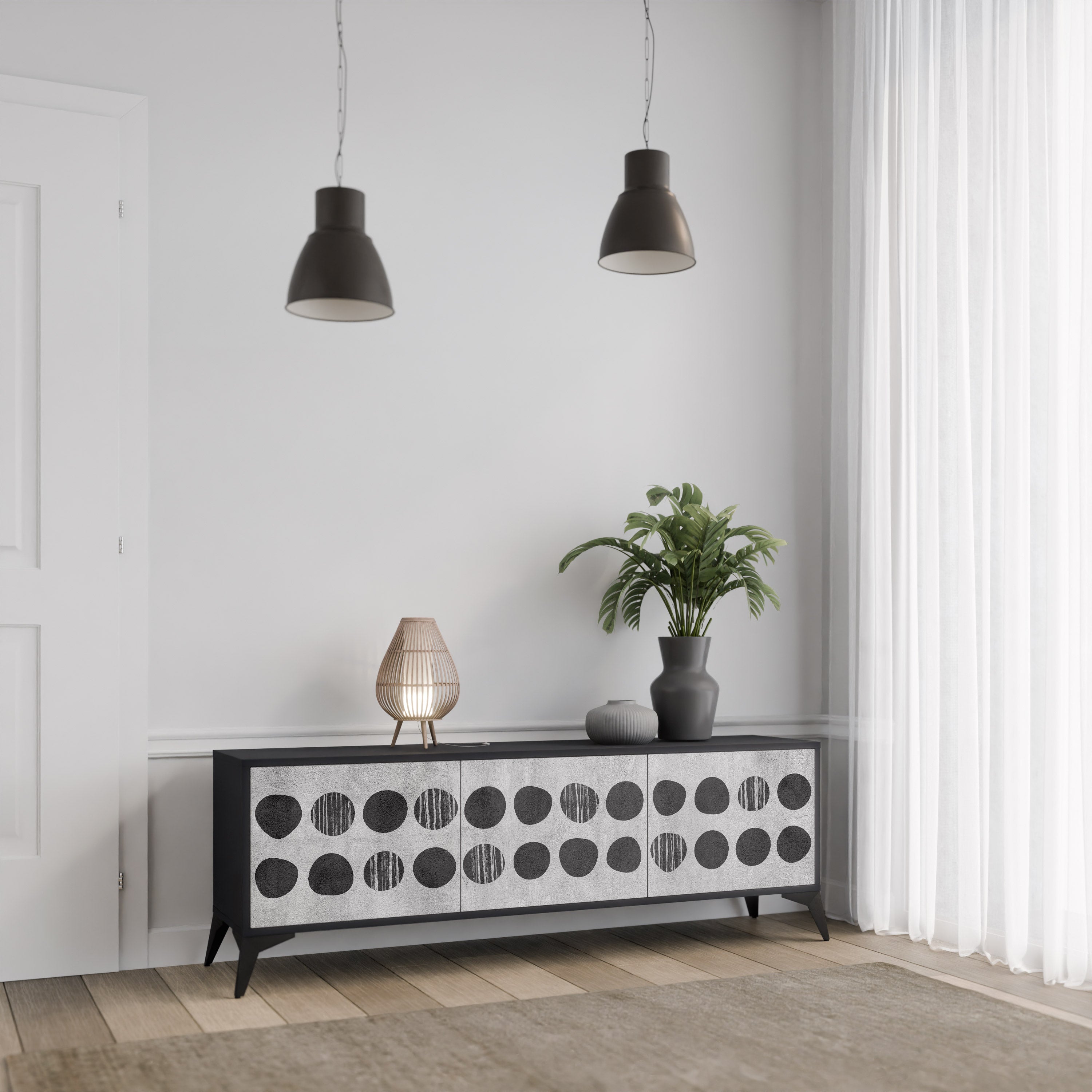 GHOSTLY GRADIENTS Szafka RTV 3-drzwiowa korpus Czarny