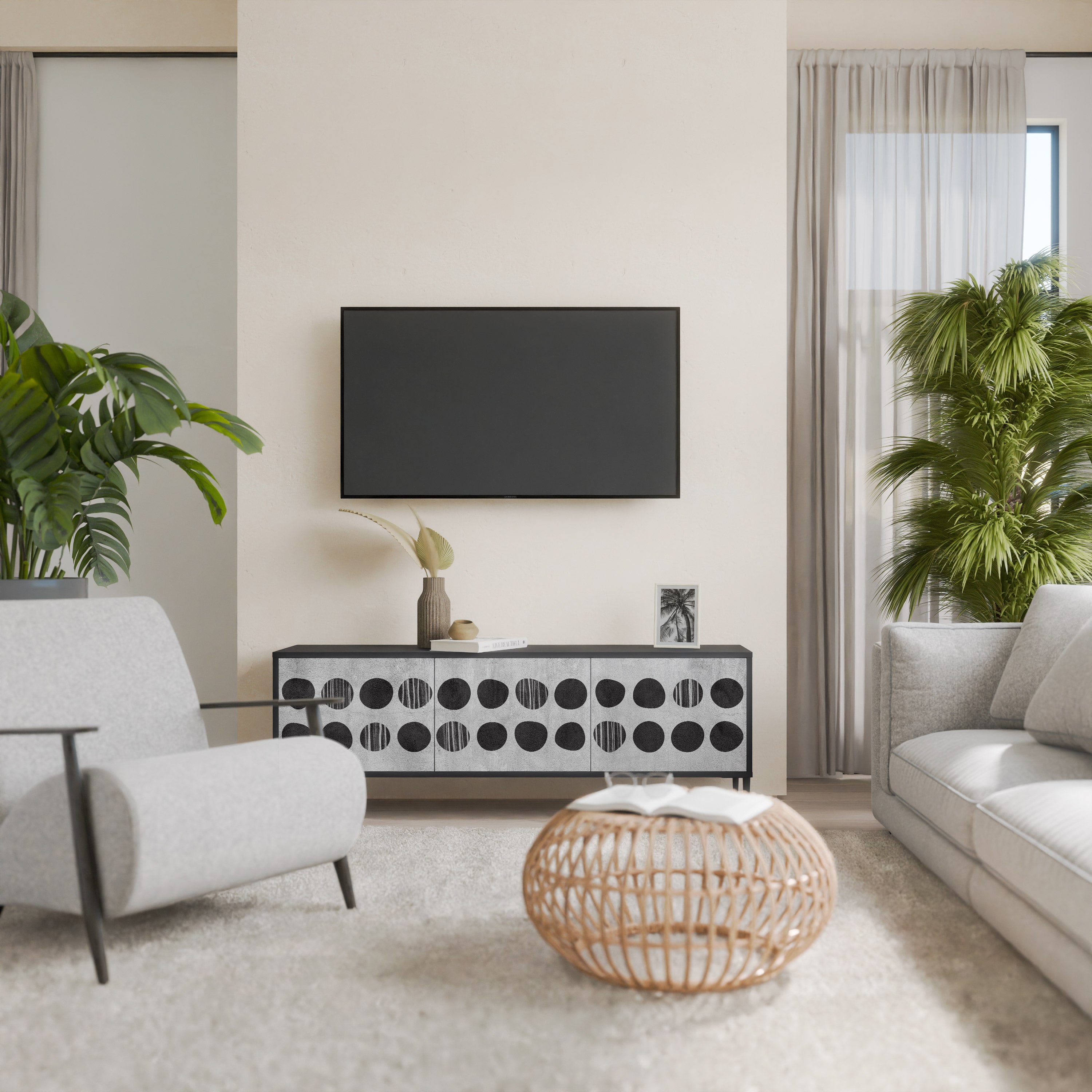 GHOSTLY GRADIENTS Szafka RTV 3-drzwiowa korpus Czarny