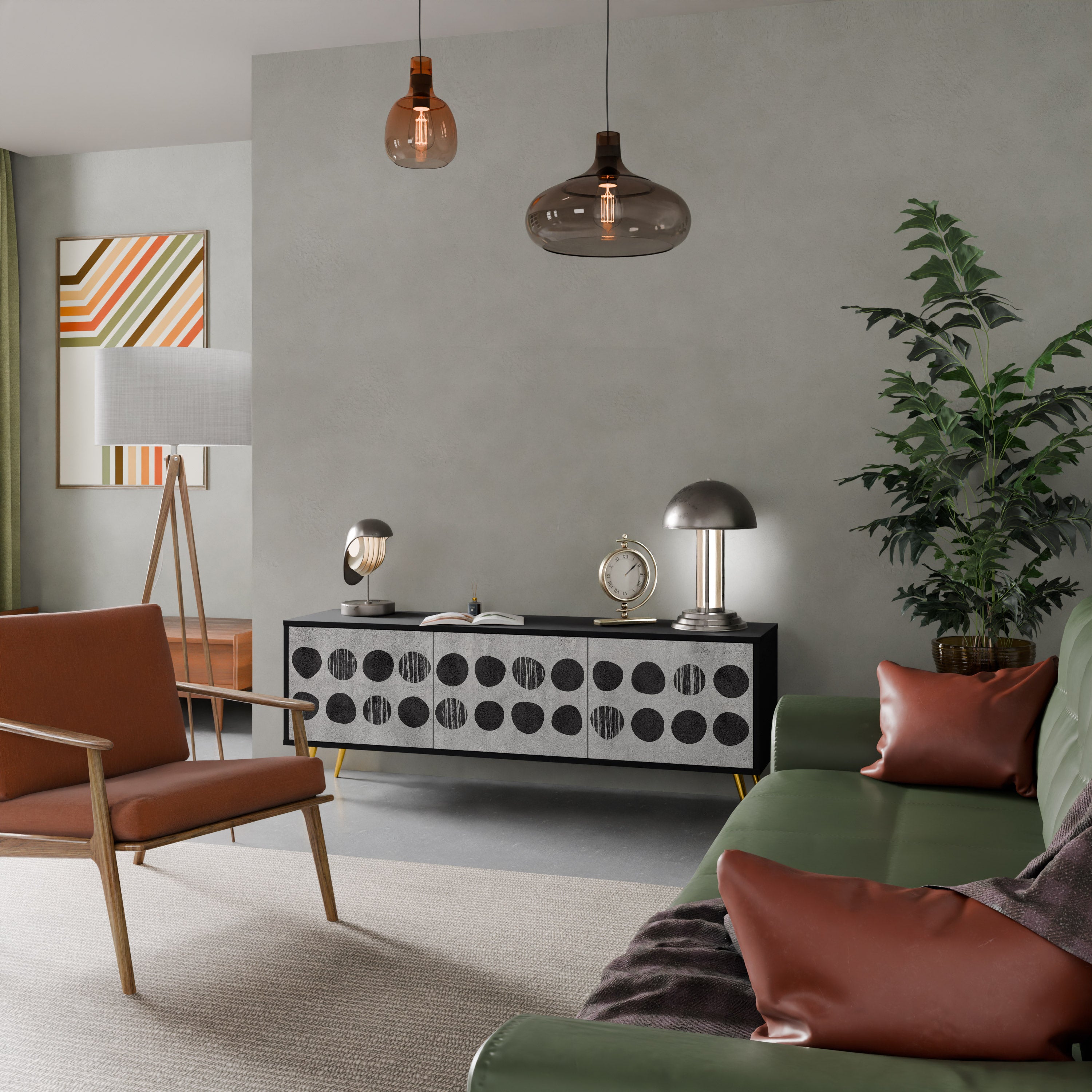 GHOSTLY GRADIENTS Szafka RTV 3-drzwiowa korpus Czarny