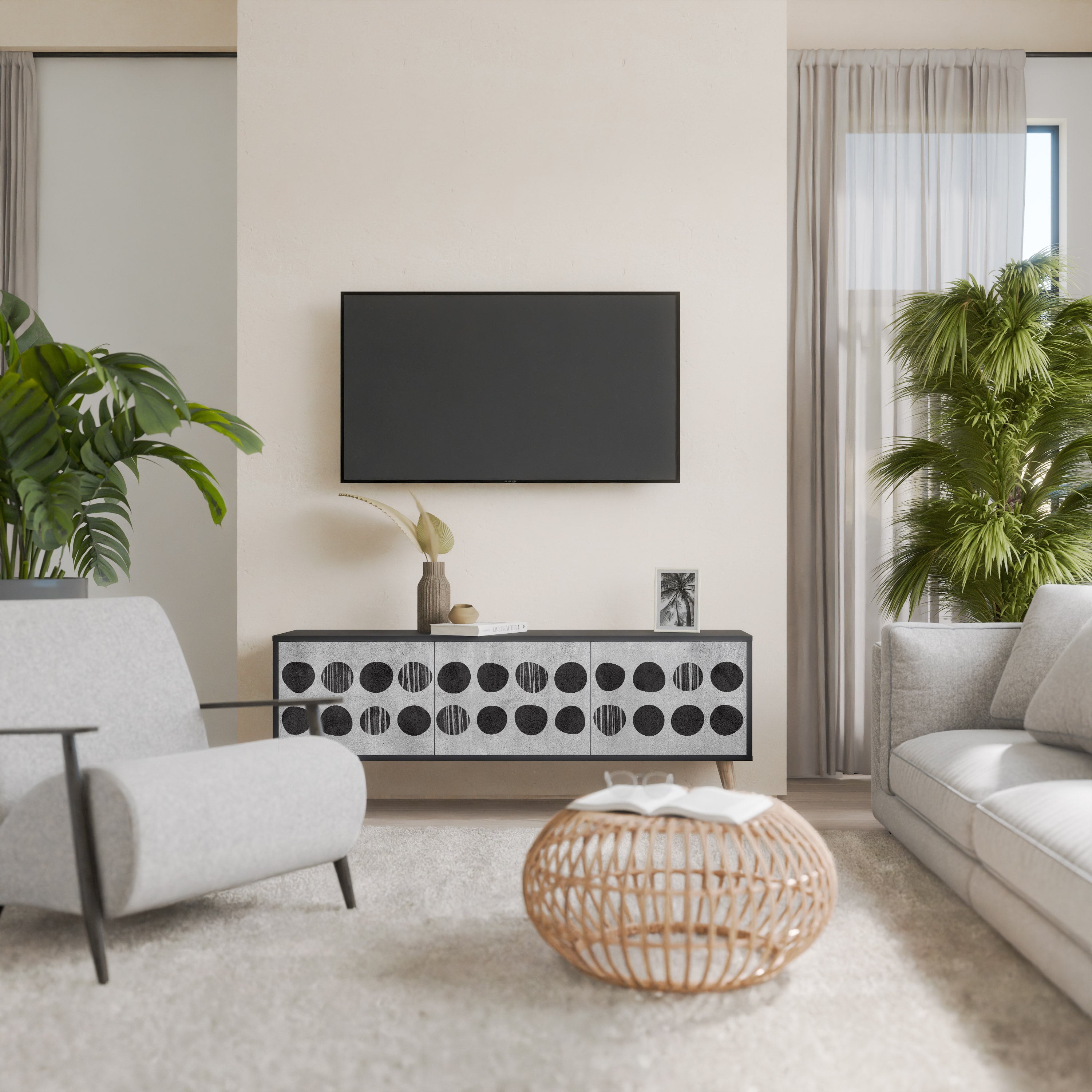 GHOSTLY GRADIENTS Szafka RTV 3-drzwiowa korpus Czarny