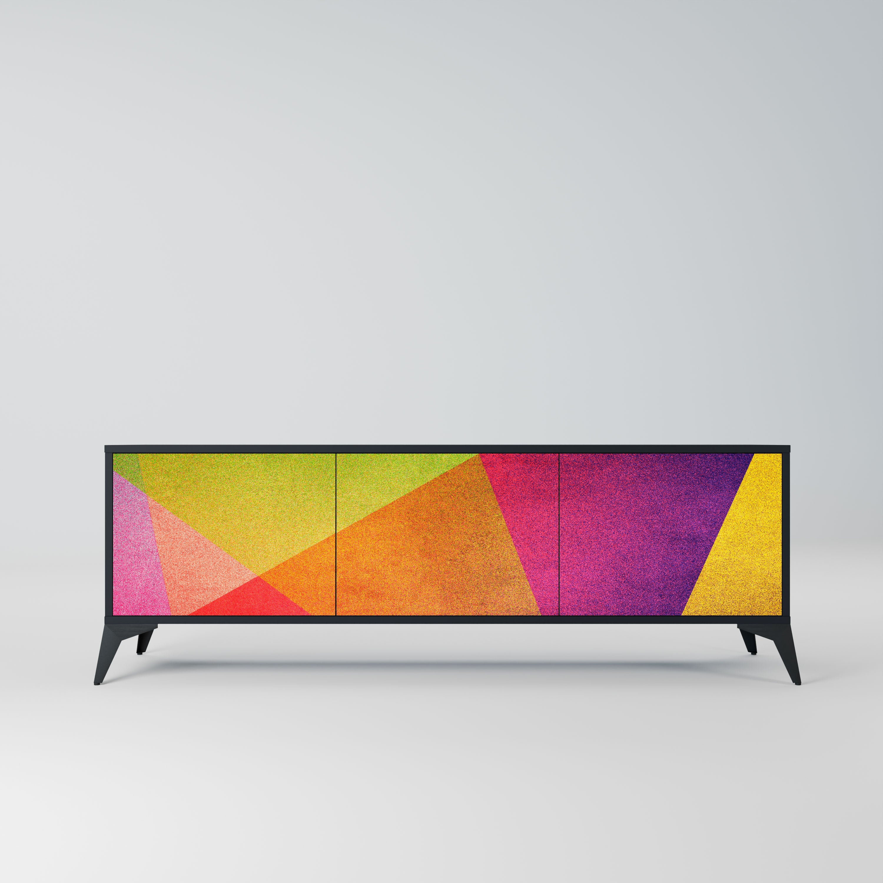 VIVID GEOMETRY Szafka RTV 3-drzwiowa korpus Czarny