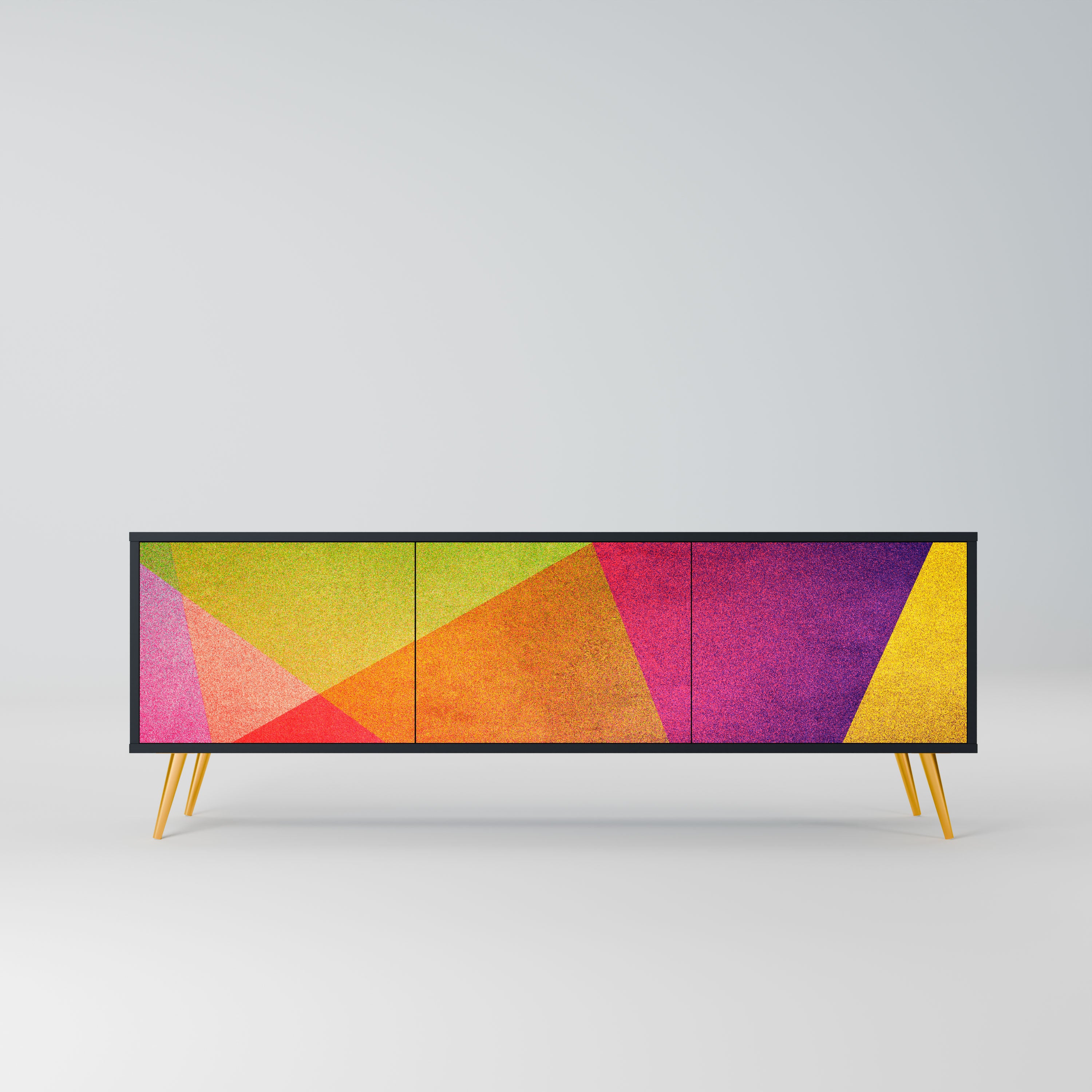 VIVID GEOMETRY Szafka RTV 3-drzwiowa korpus Czarny