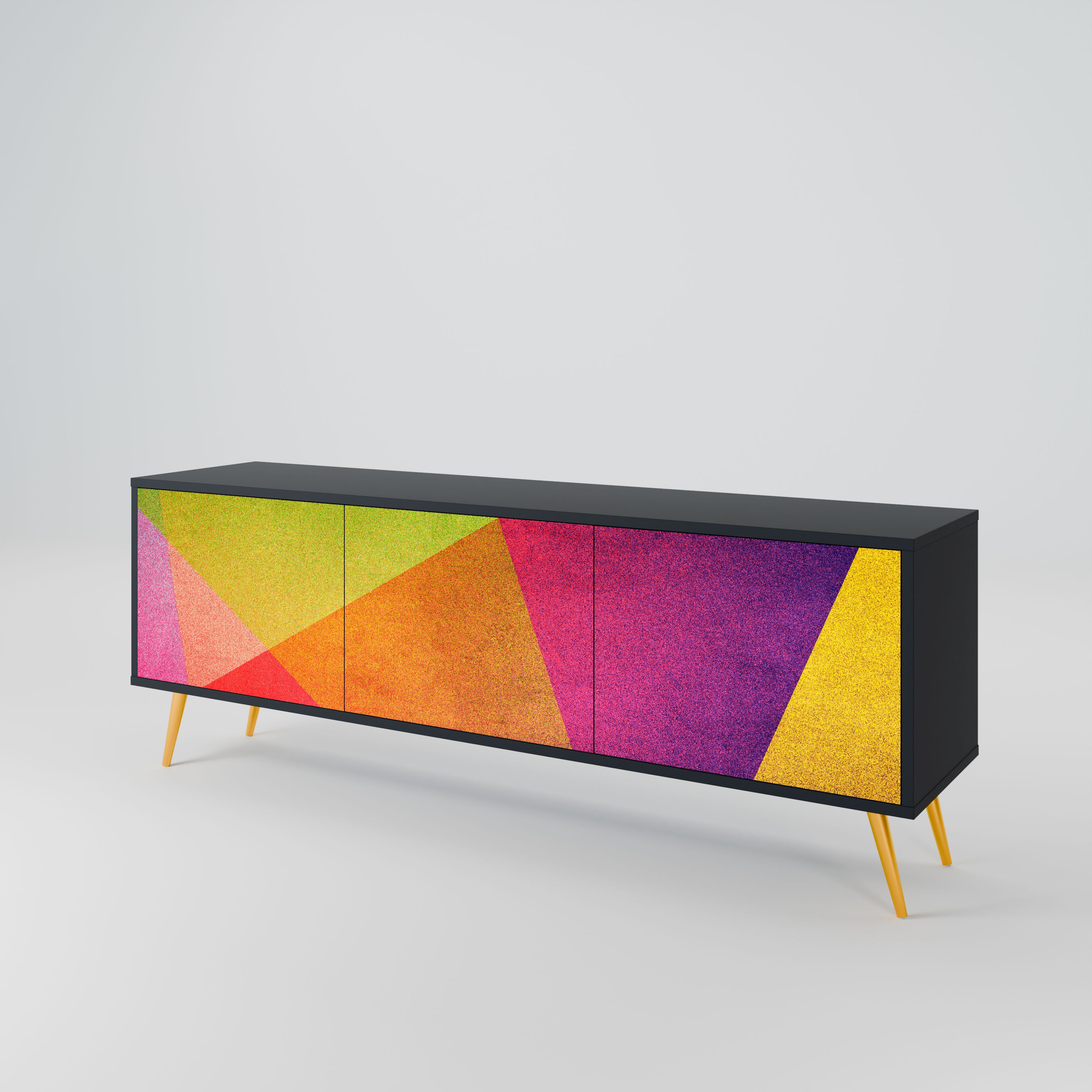 VIVID GEOMETRY Szafka RTV 3-drzwiowa korpus Czarny