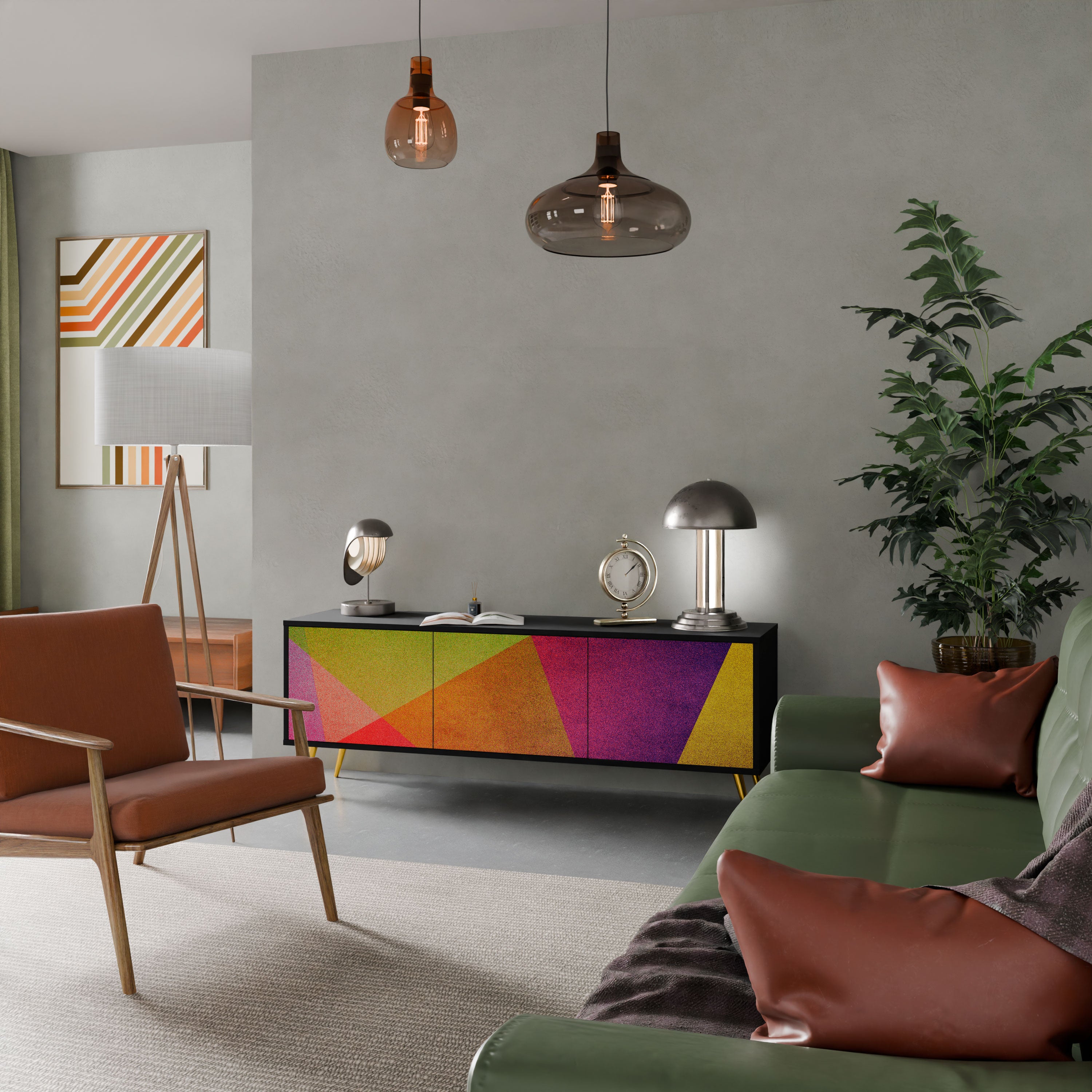 VIVID GEOMETRY Szafka RTV 3-drzwiowa korpus Czarny