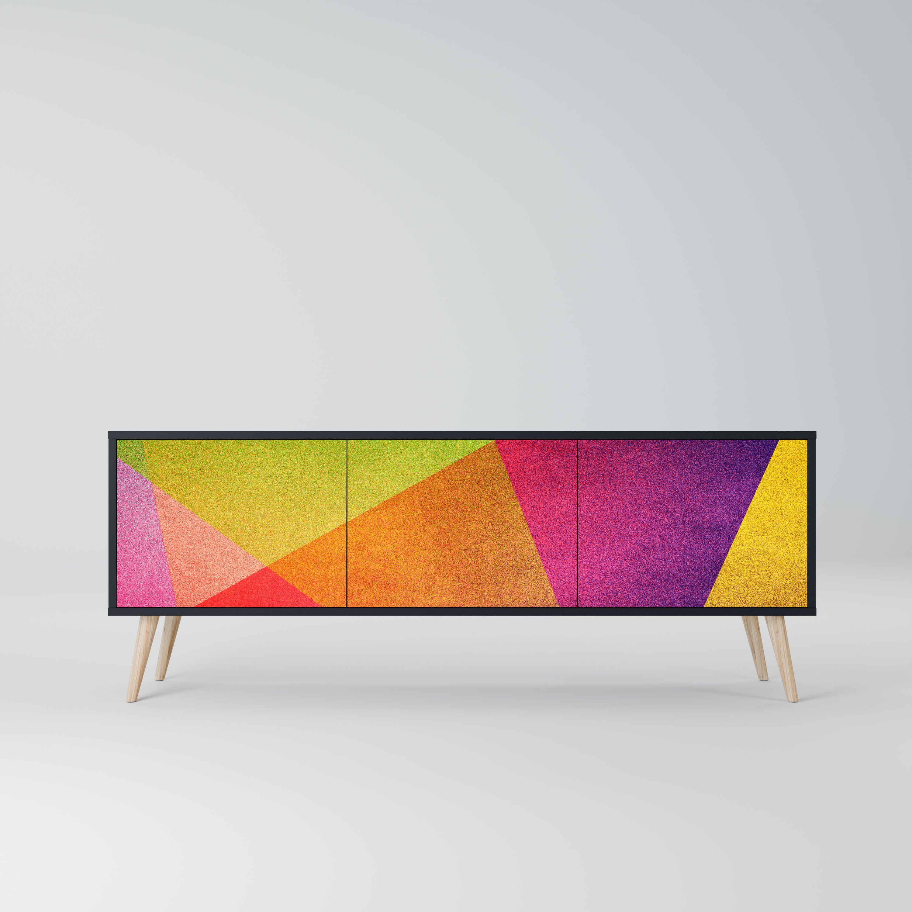 VIVID GEOMETRY Szafka RTV 3-drzwiowa korpus Czarny