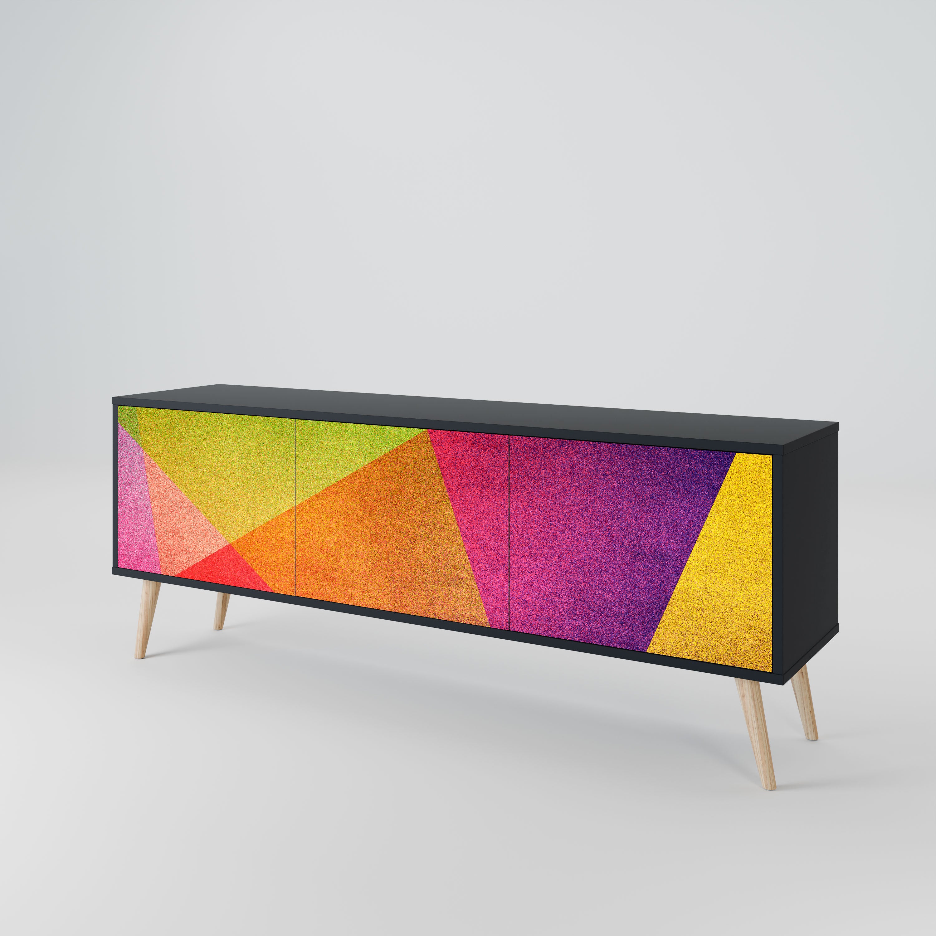 VIVID GEOMETRY Szafka RTV 3-drzwiowa korpus Czarny