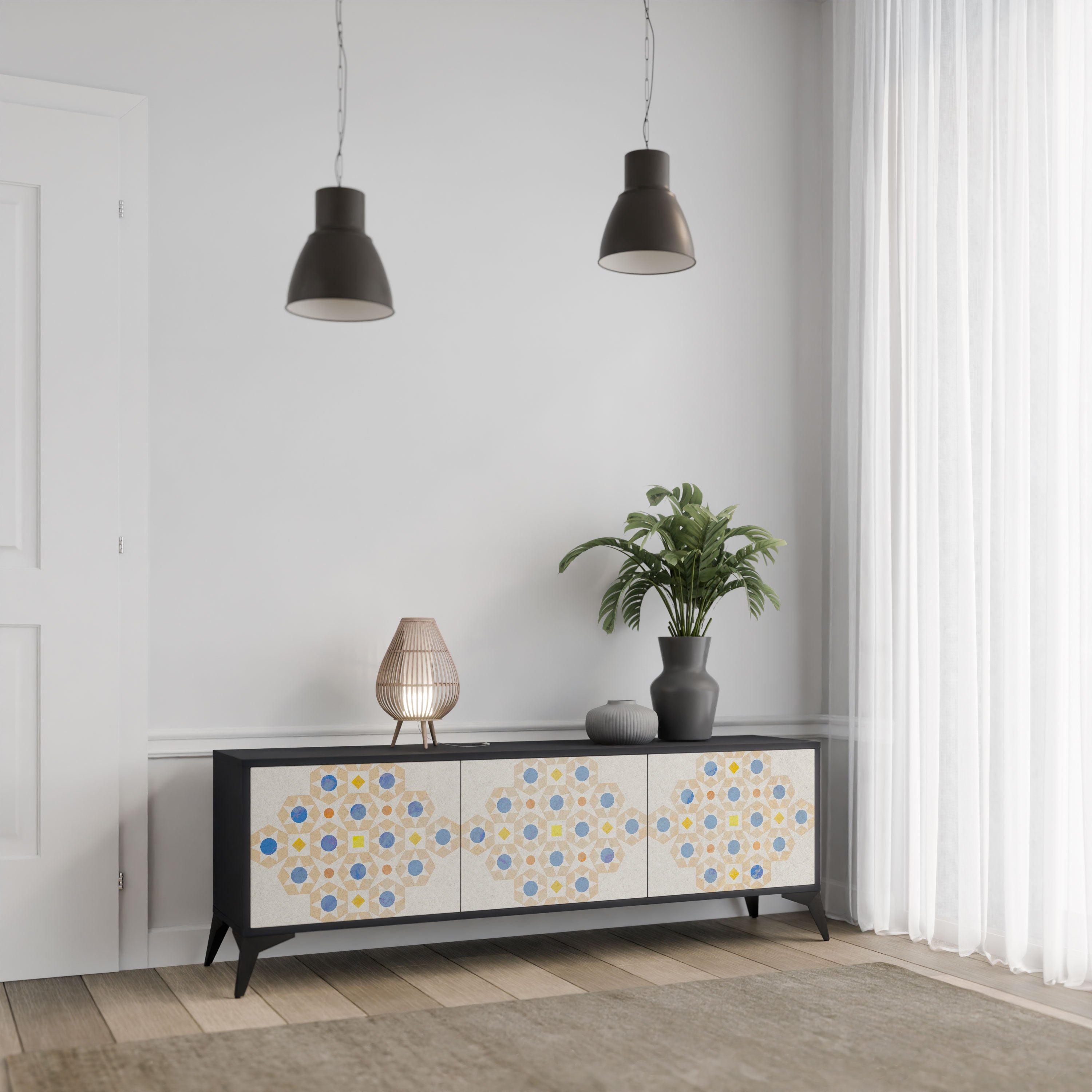 PATTERNED PRISM Szafka RTV 3-drzwiowa korpus Czarny