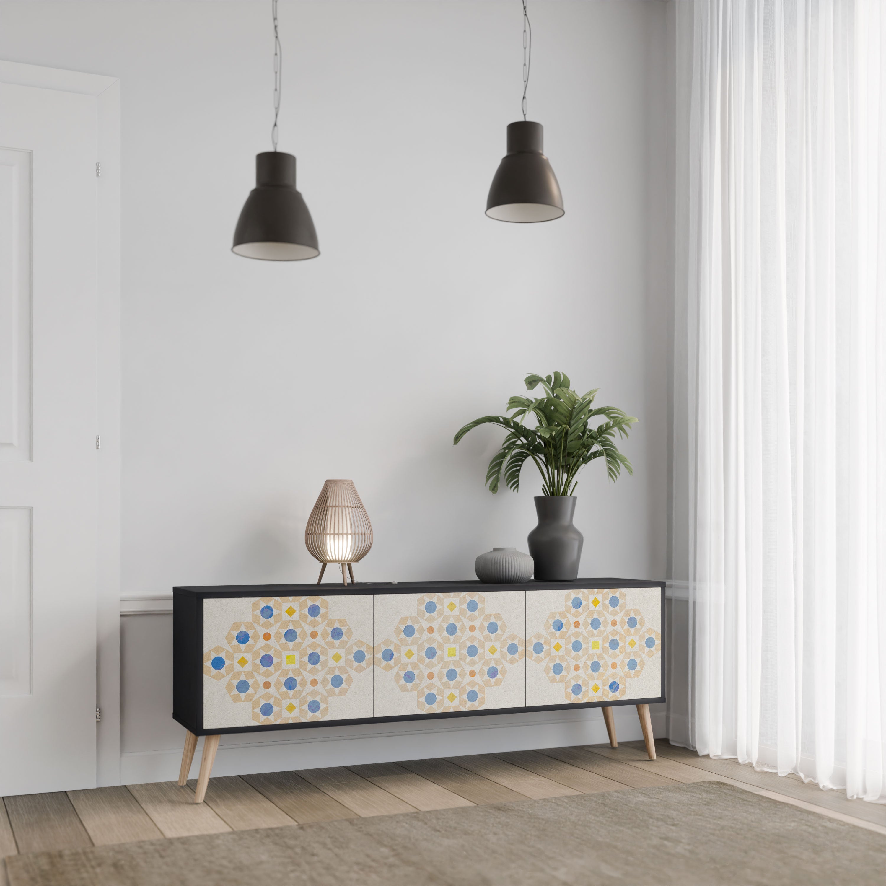 PATTERNED PRISM Szafka RTV 3-drzwiowa korpus Czarny