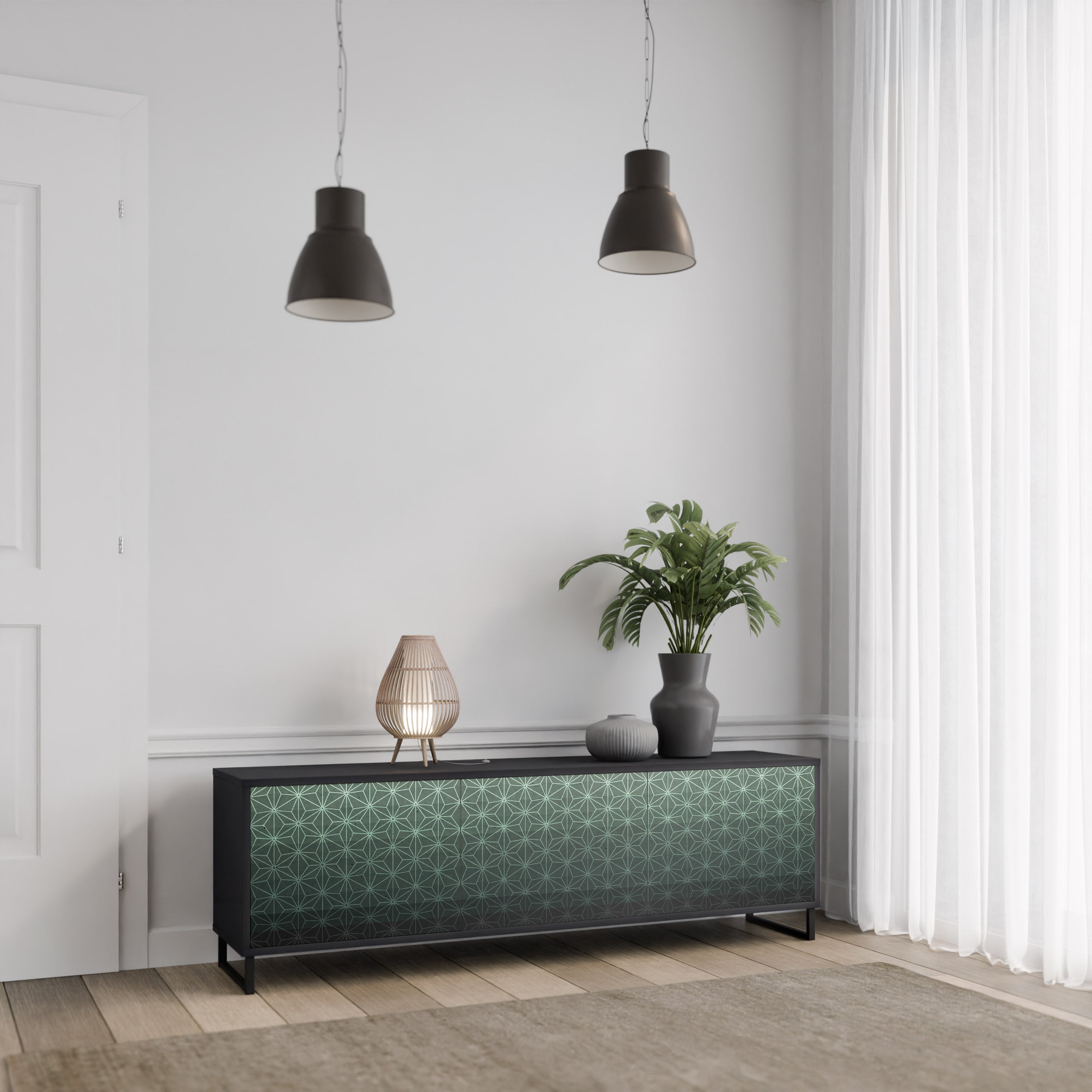 ORNAMENTAL GLIMMER Szafka RTV 3-drzwiowa korpus Czarny