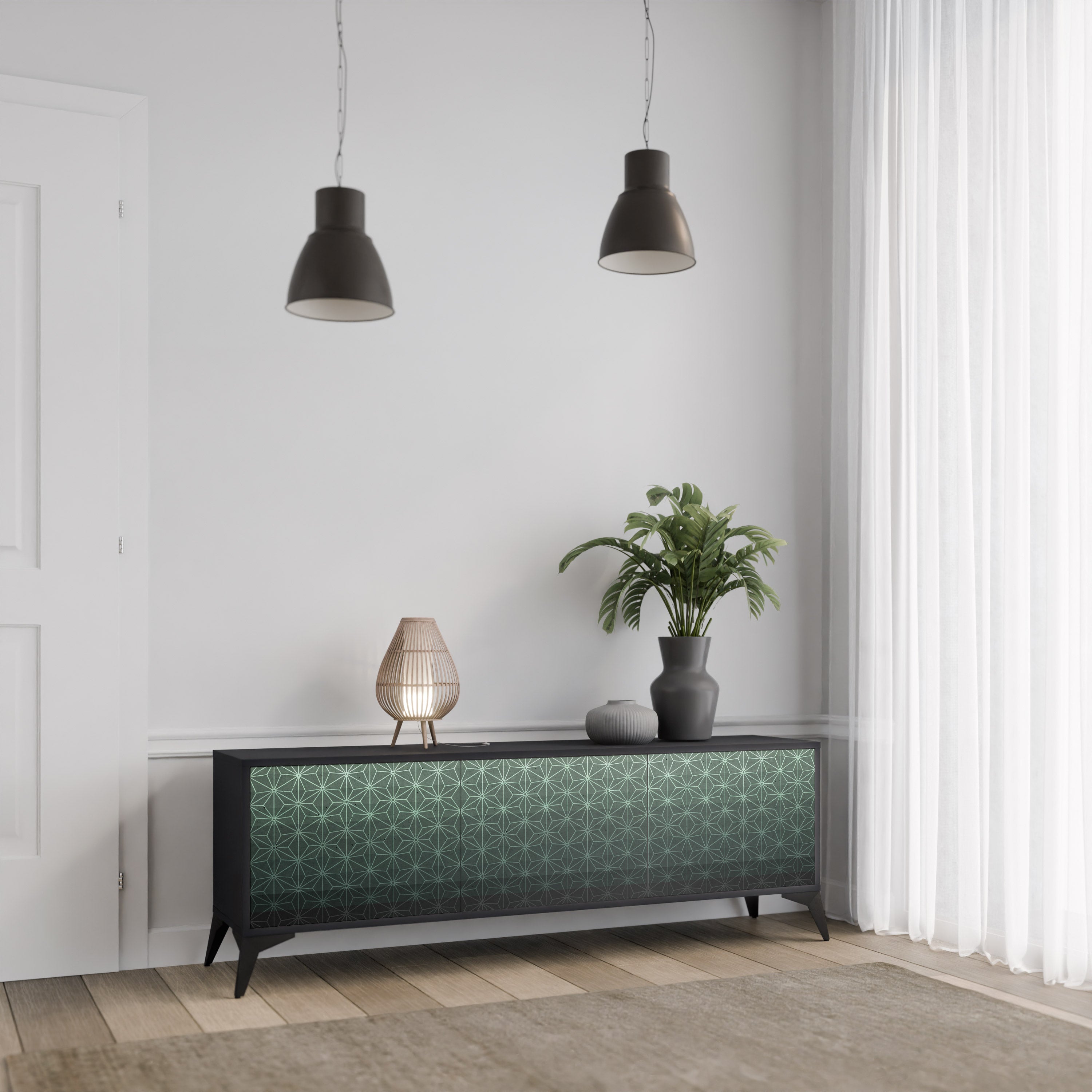 ORNAMENTAL GLIMMER Szafka RTV 3-drzwiowa korpus Czarny