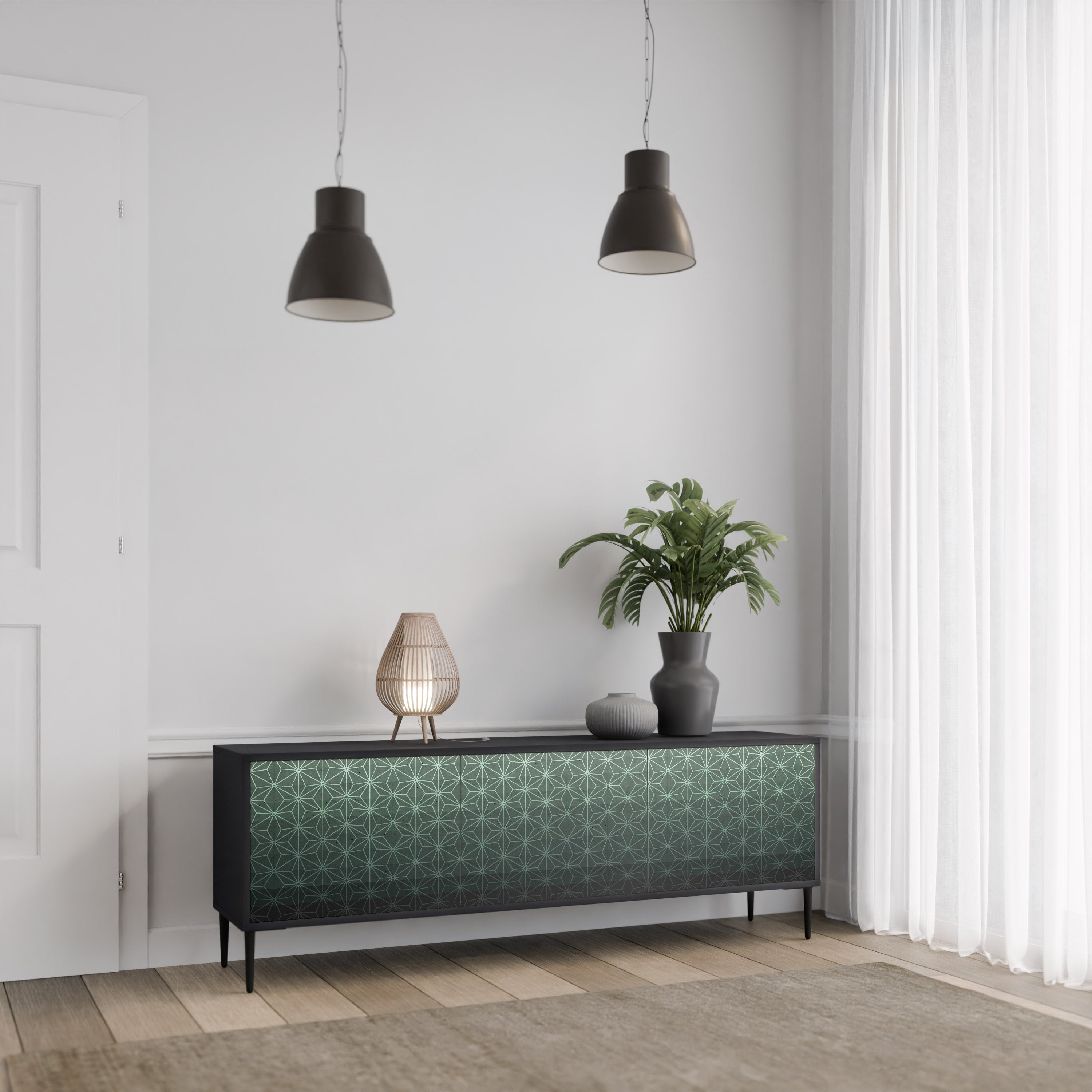 ORNAMENTAL GLIMMER Szafka RTV 3-drzwiowa korpus Czarny