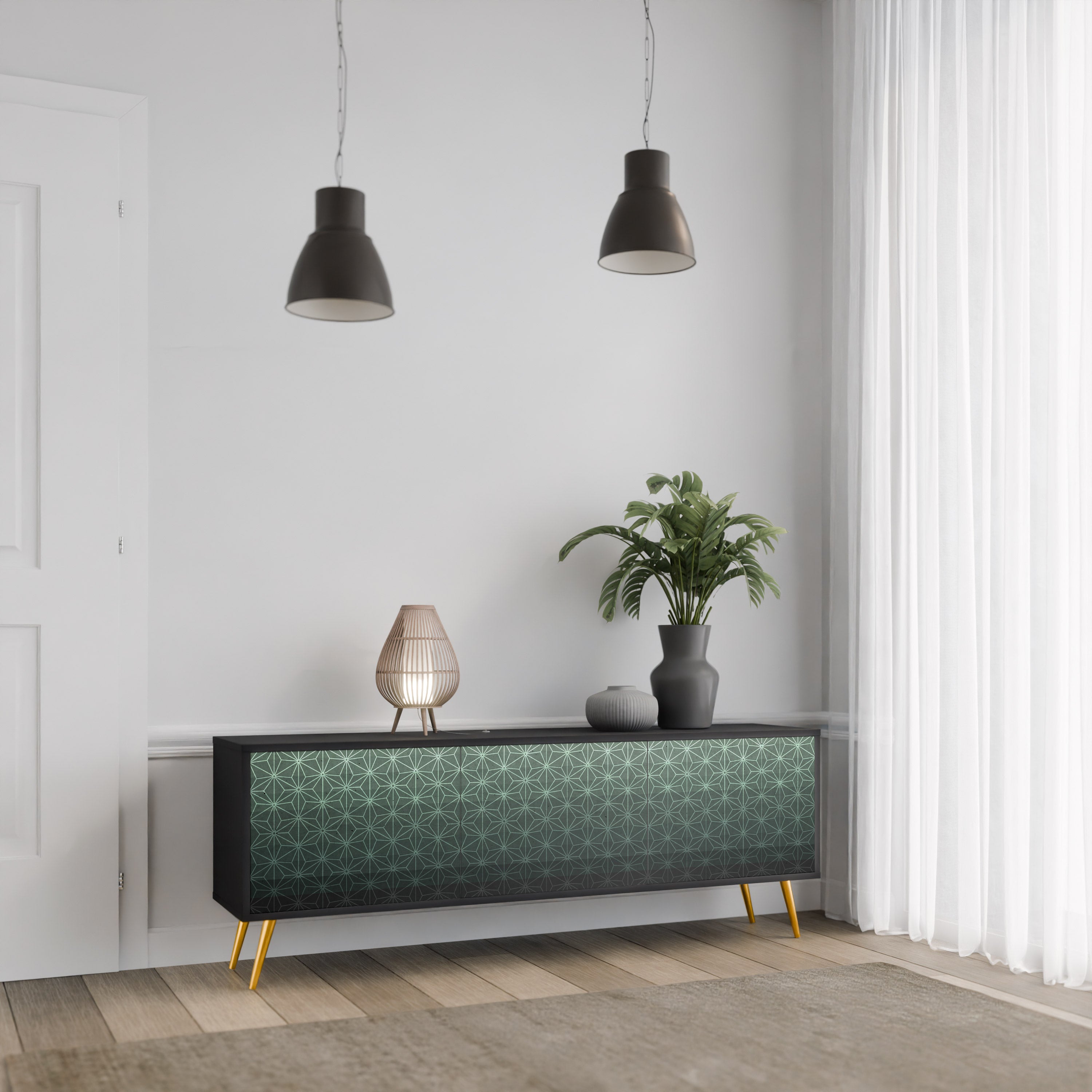 ORNAMENTAL GLIMMER Szafka RTV 3-drzwiowa korpus Czarny