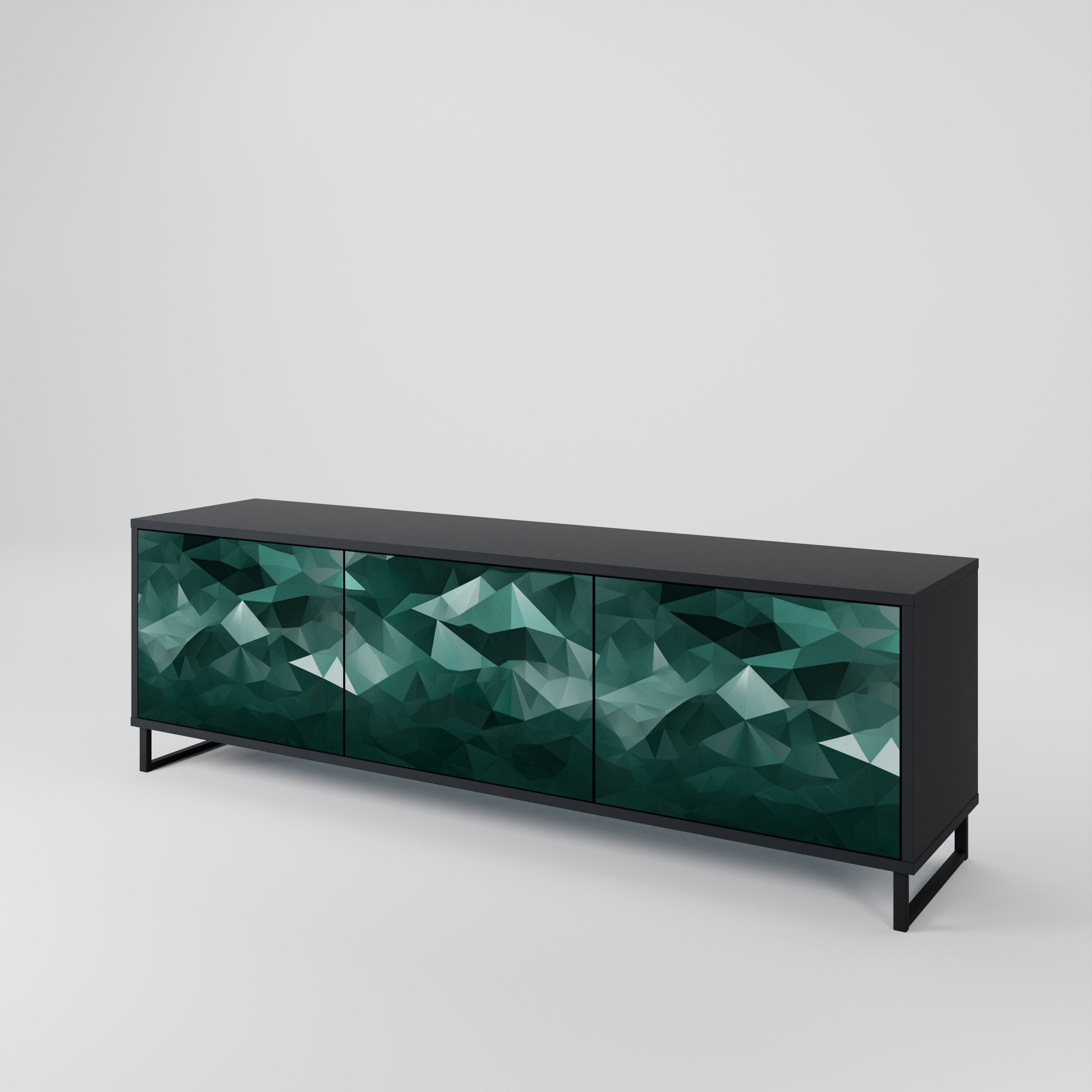 POLYGONAL FLOATING Szafka RTV 3-drzwiowa korpus Czarny