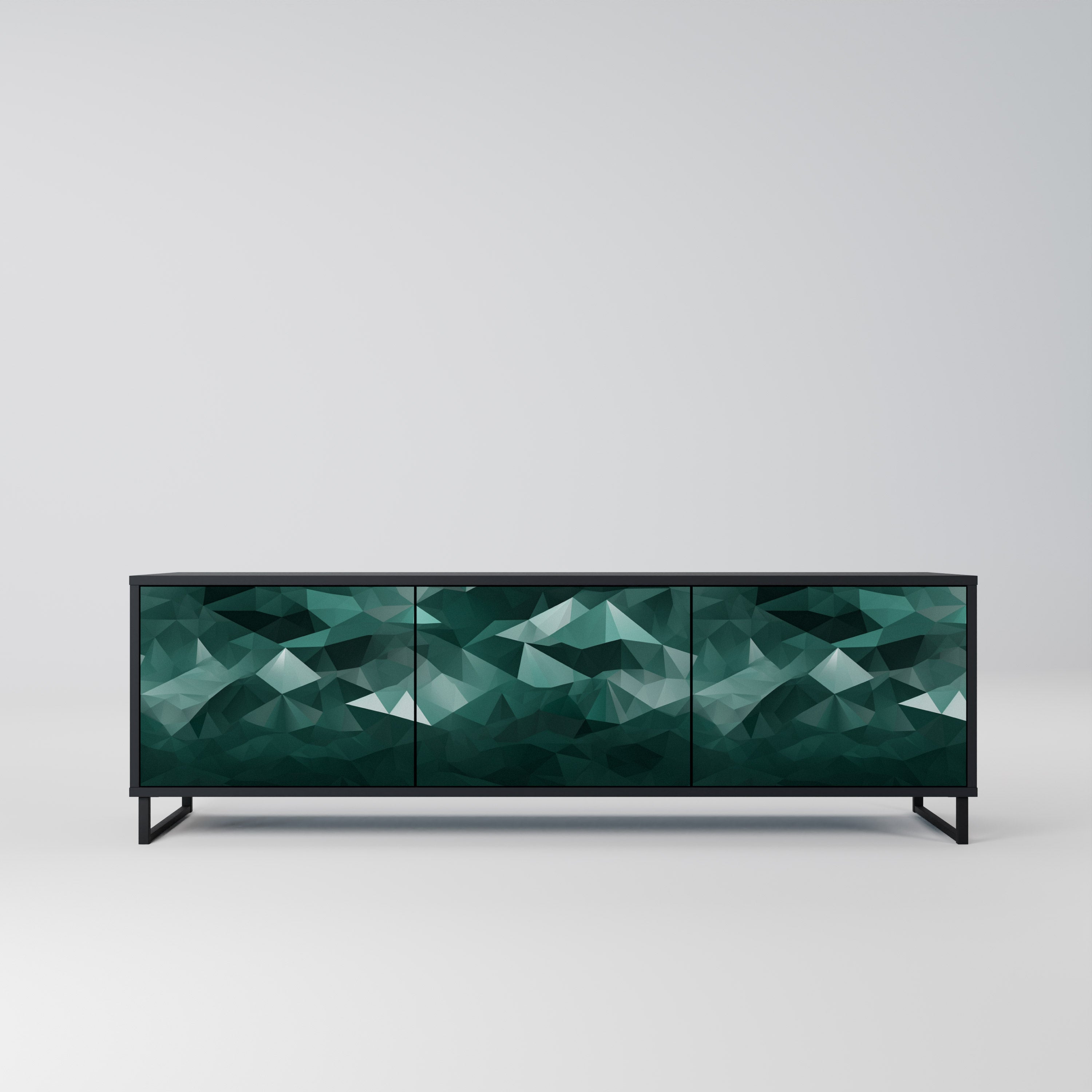 POLYGONAL FLOATING Szafka RTV 3-drzwiowa korpus Czarny