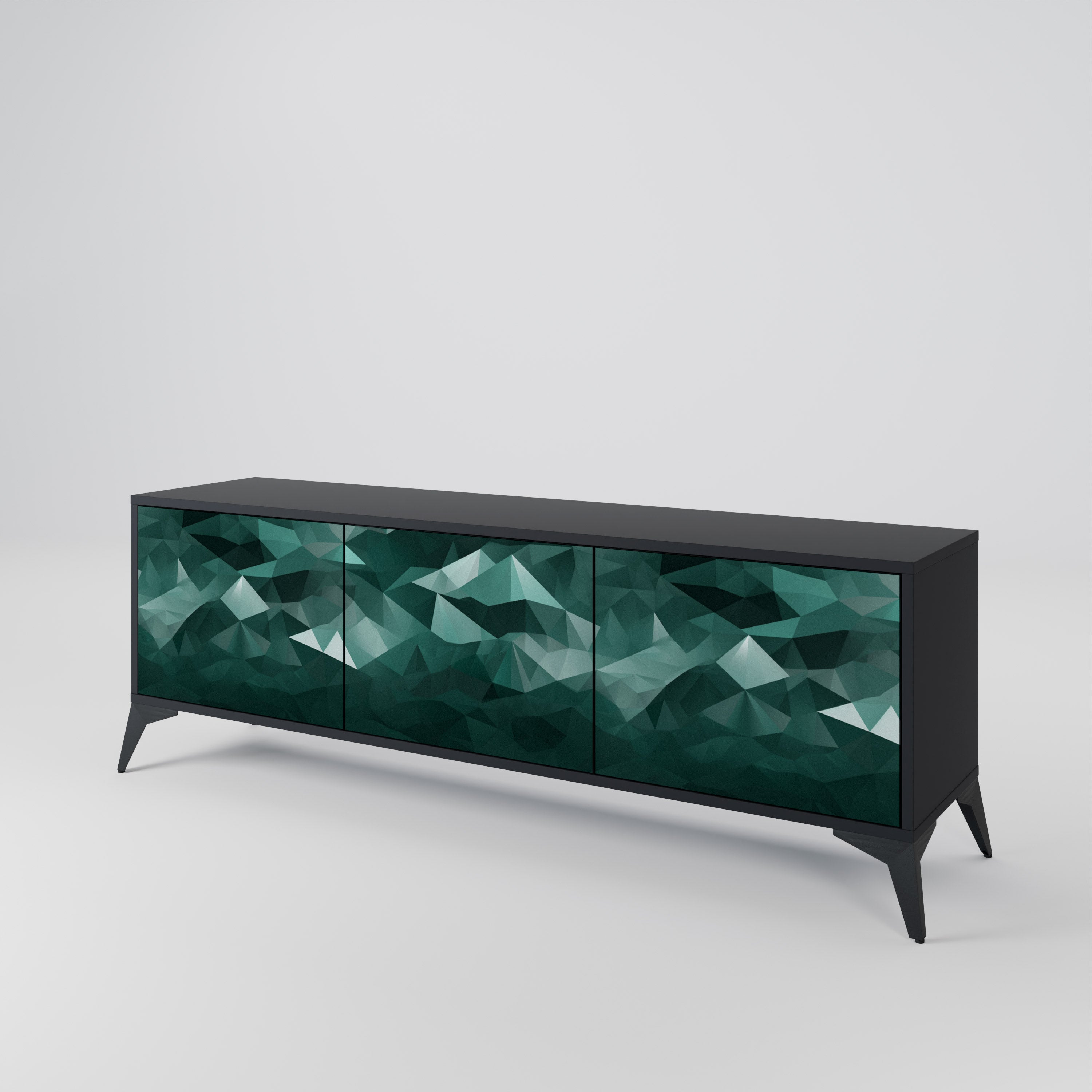POLYGONAL FLOATING Szafka RTV 3-drzwiowa korpus Czarny