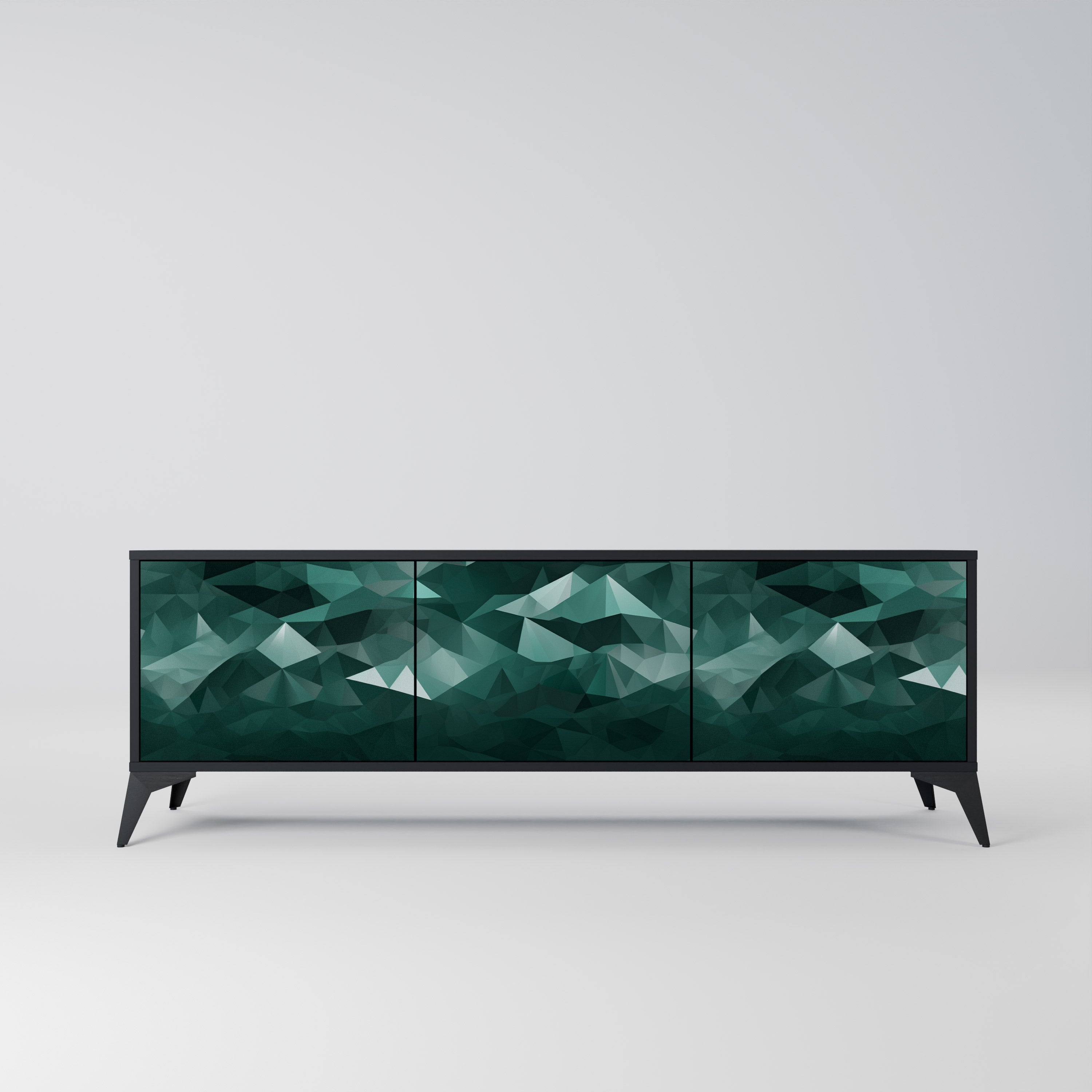 POLYGONAL FLOATING Szafka RTV 3-drzwiowa korpus Czarny