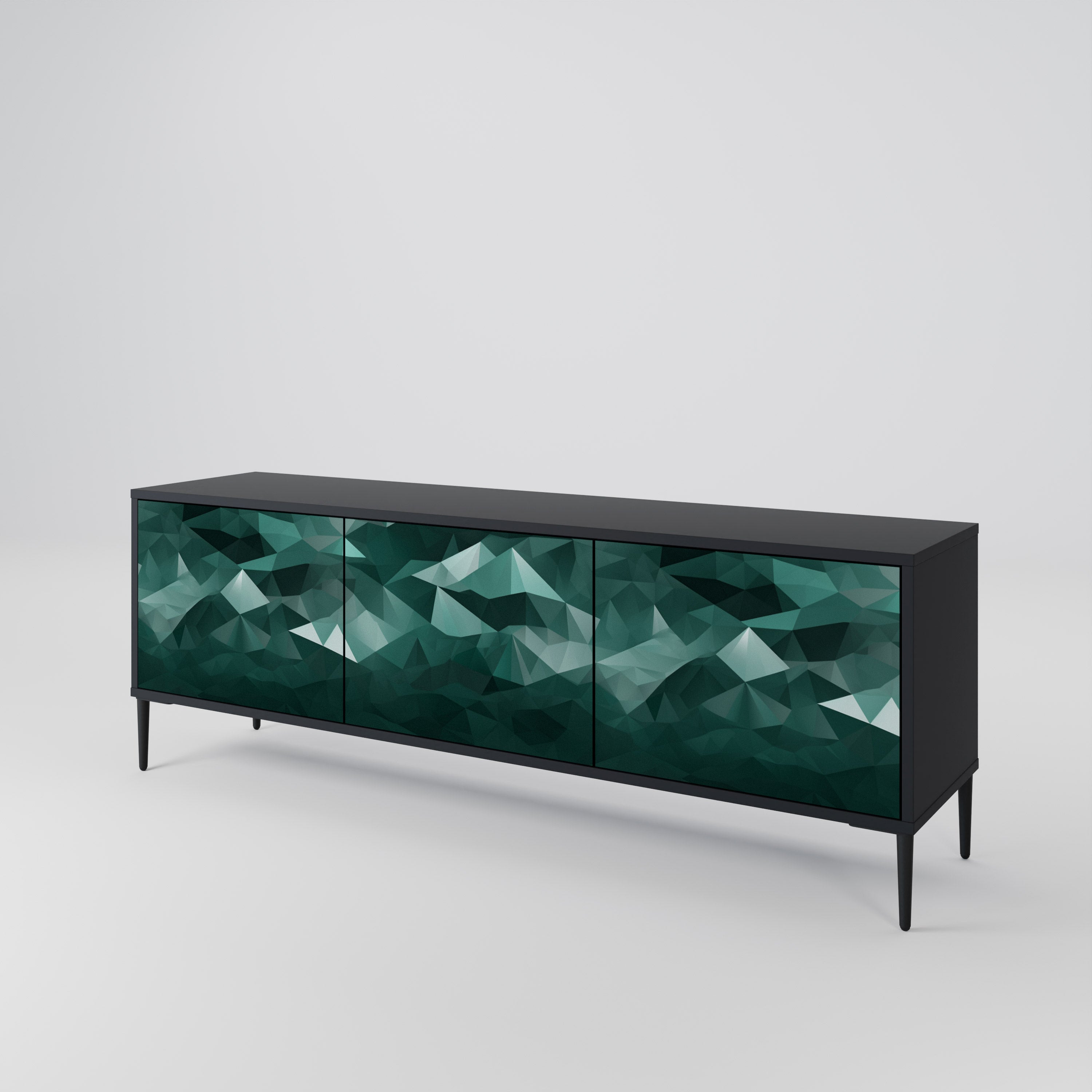 POLYGONAL FLOATING Szafka RTV 3-drzwiowa korpus Czarny