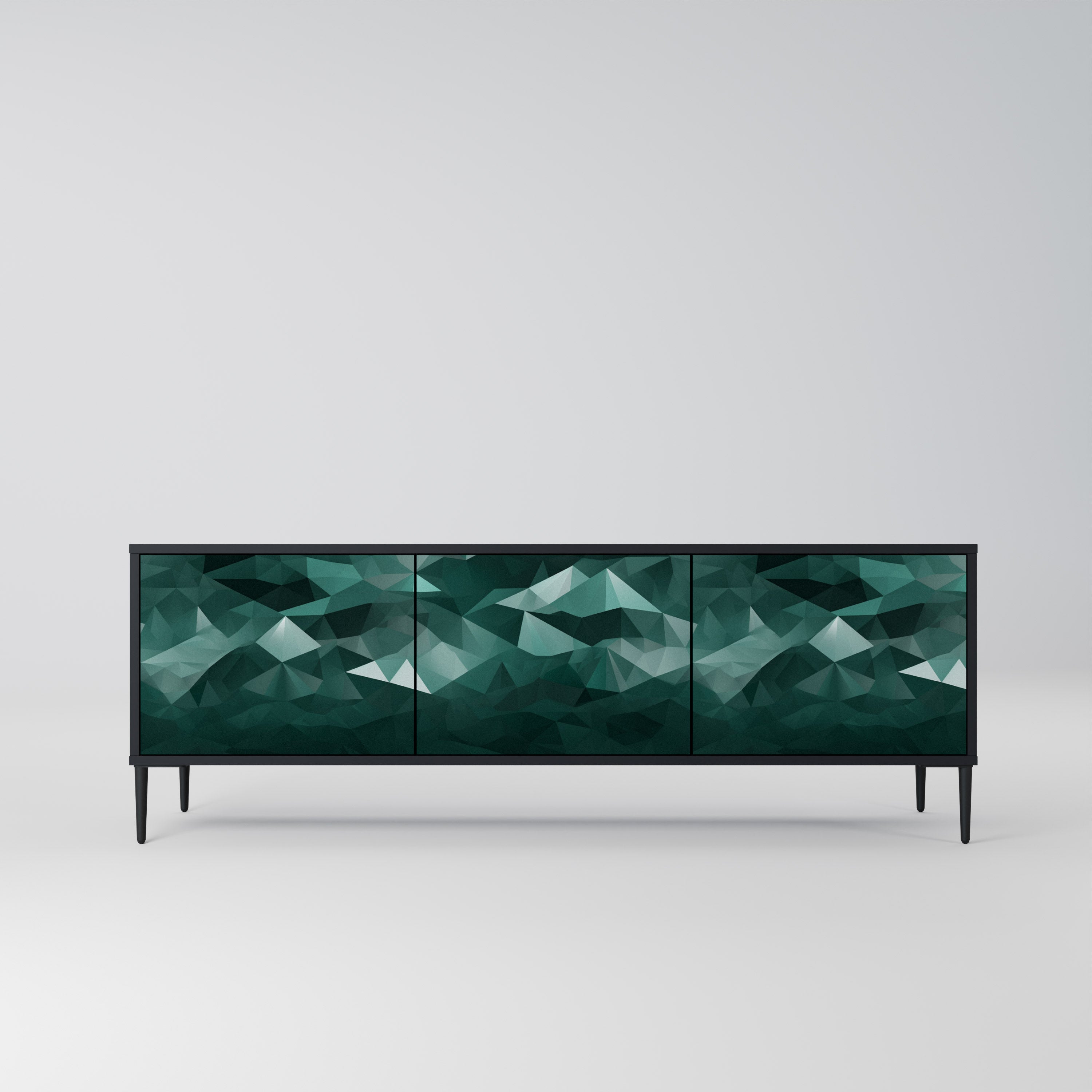 POLYGONAL FLOATING Szafka RTV 3-drzwiowa korpus Czarny