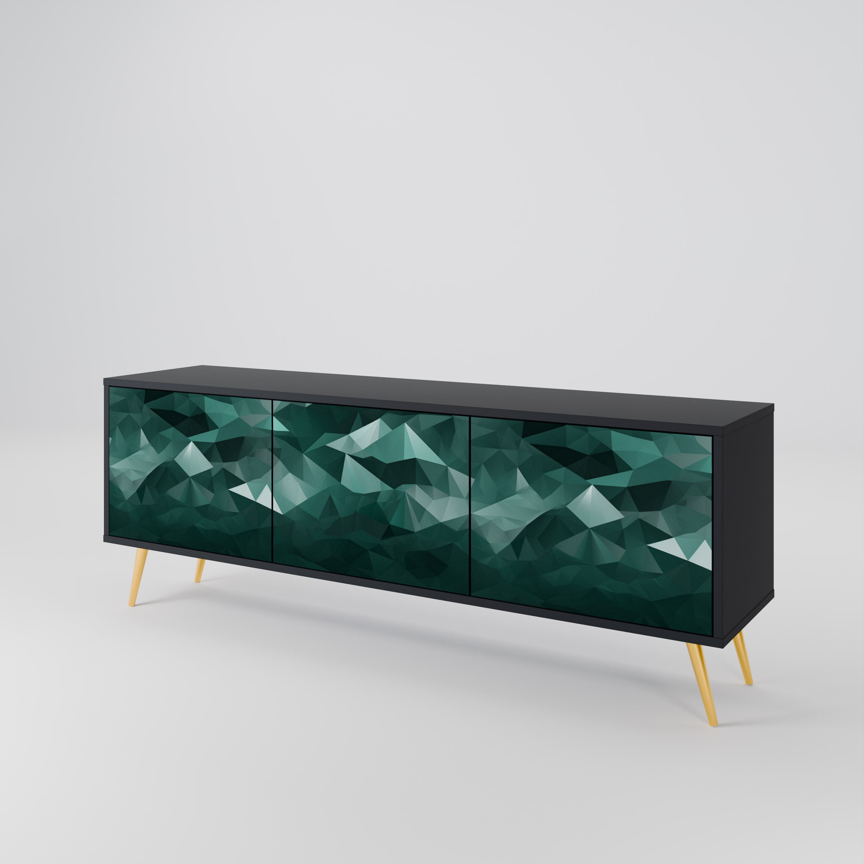 POLYGONAL FLOATING Szafka RTV 3-drzwiowa korpus Czarny