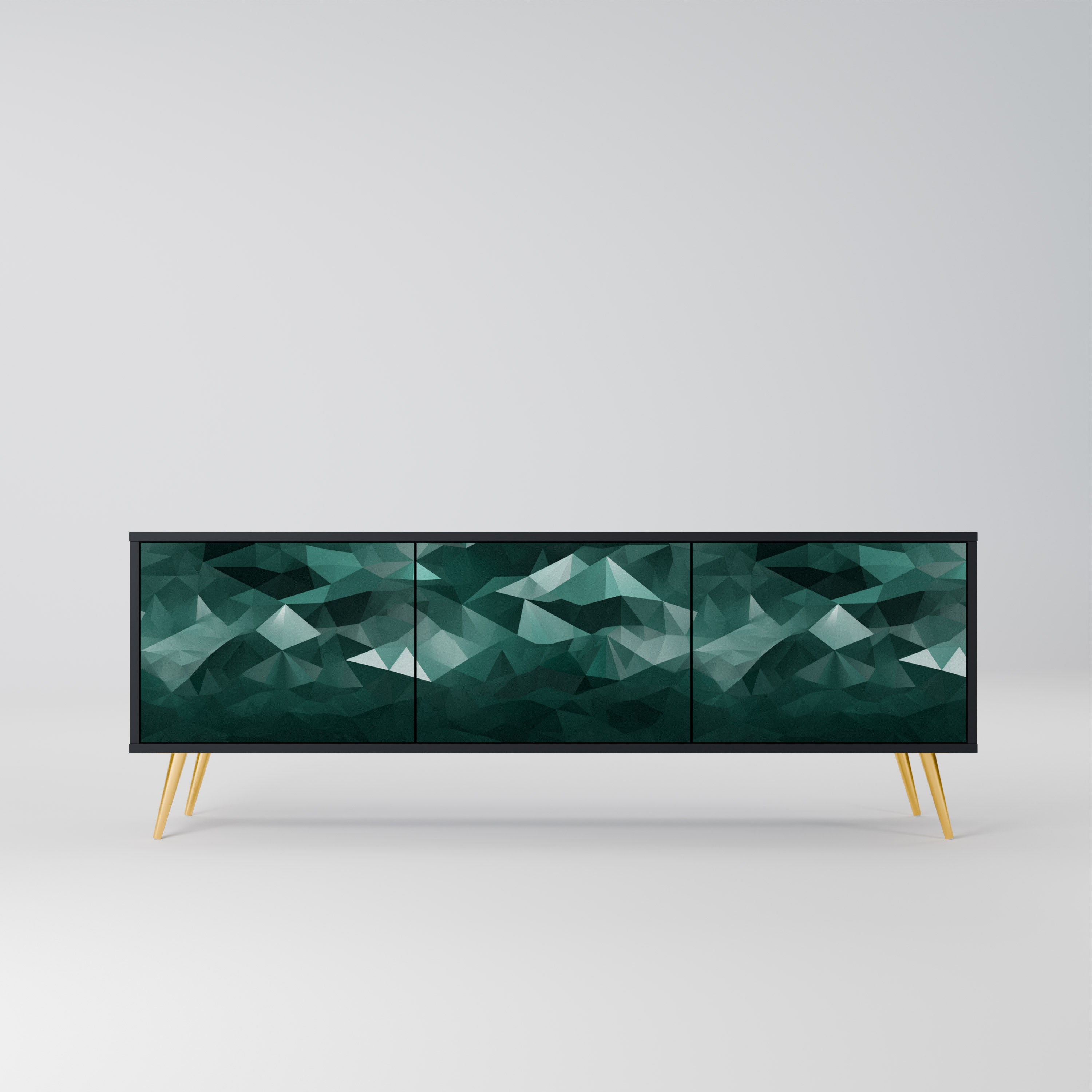 POLYGONAL FLOATING Szafka RTV 3-drzwiowa korpus Czarny