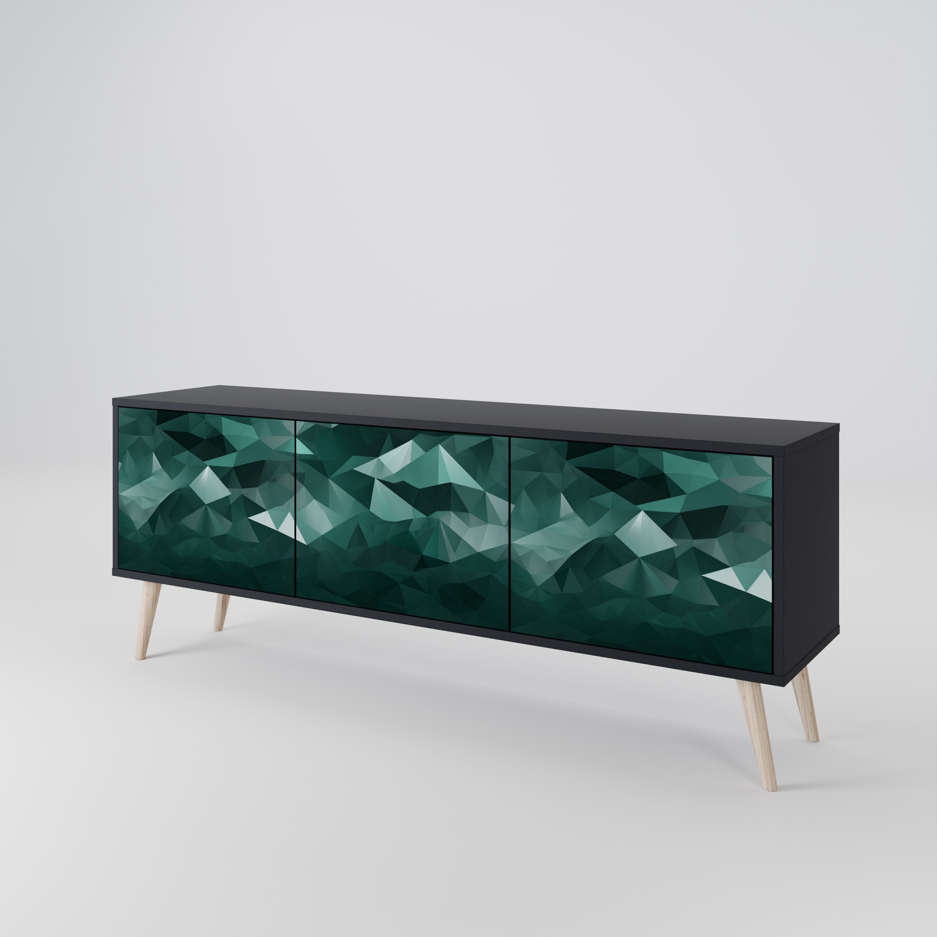 POLYGONAL FLOATING Szafka RTV 3-drzwiowa korpus Czarny