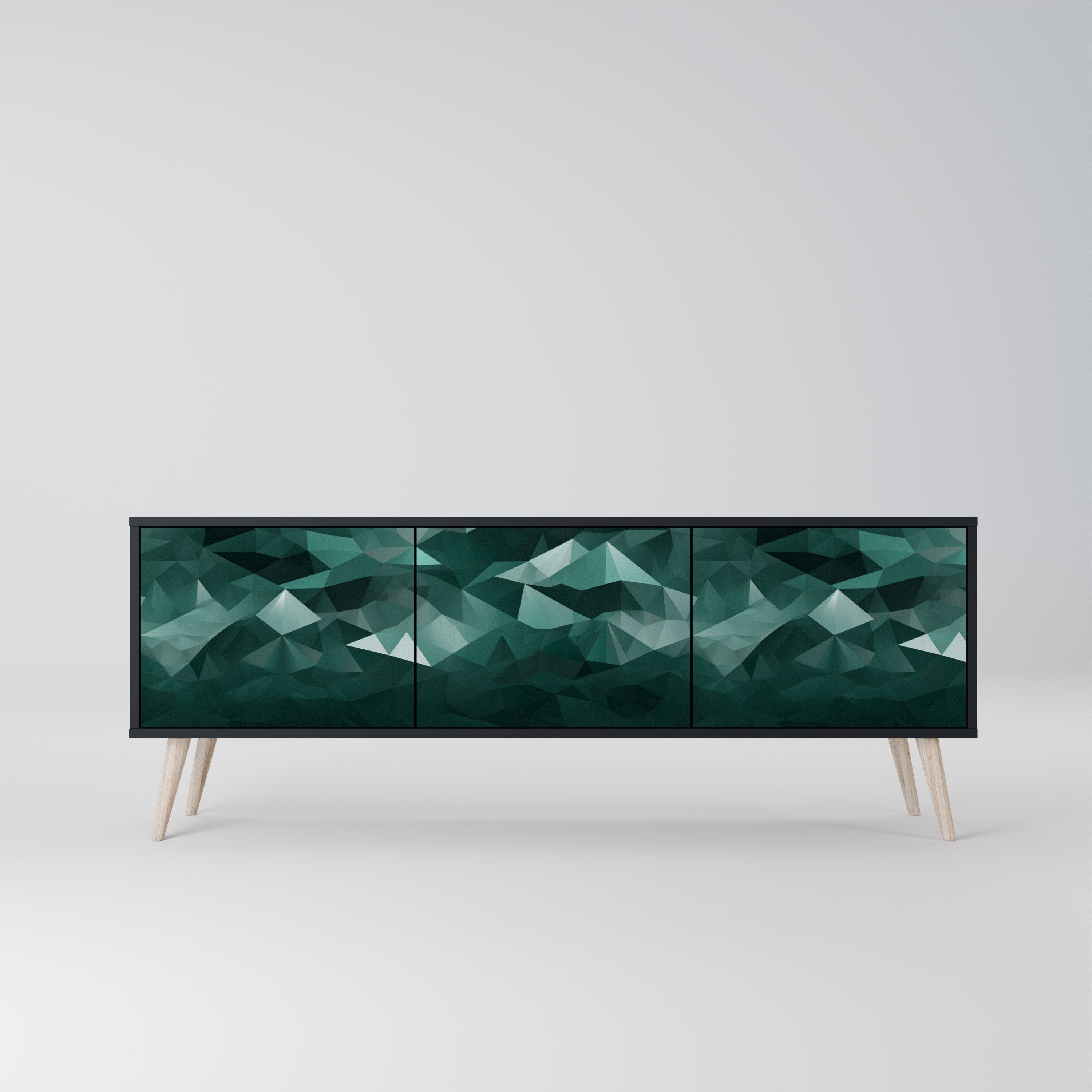 POLYGONAL FLOATING Szafka RTV 3-drzwiowa korpus Czarny
