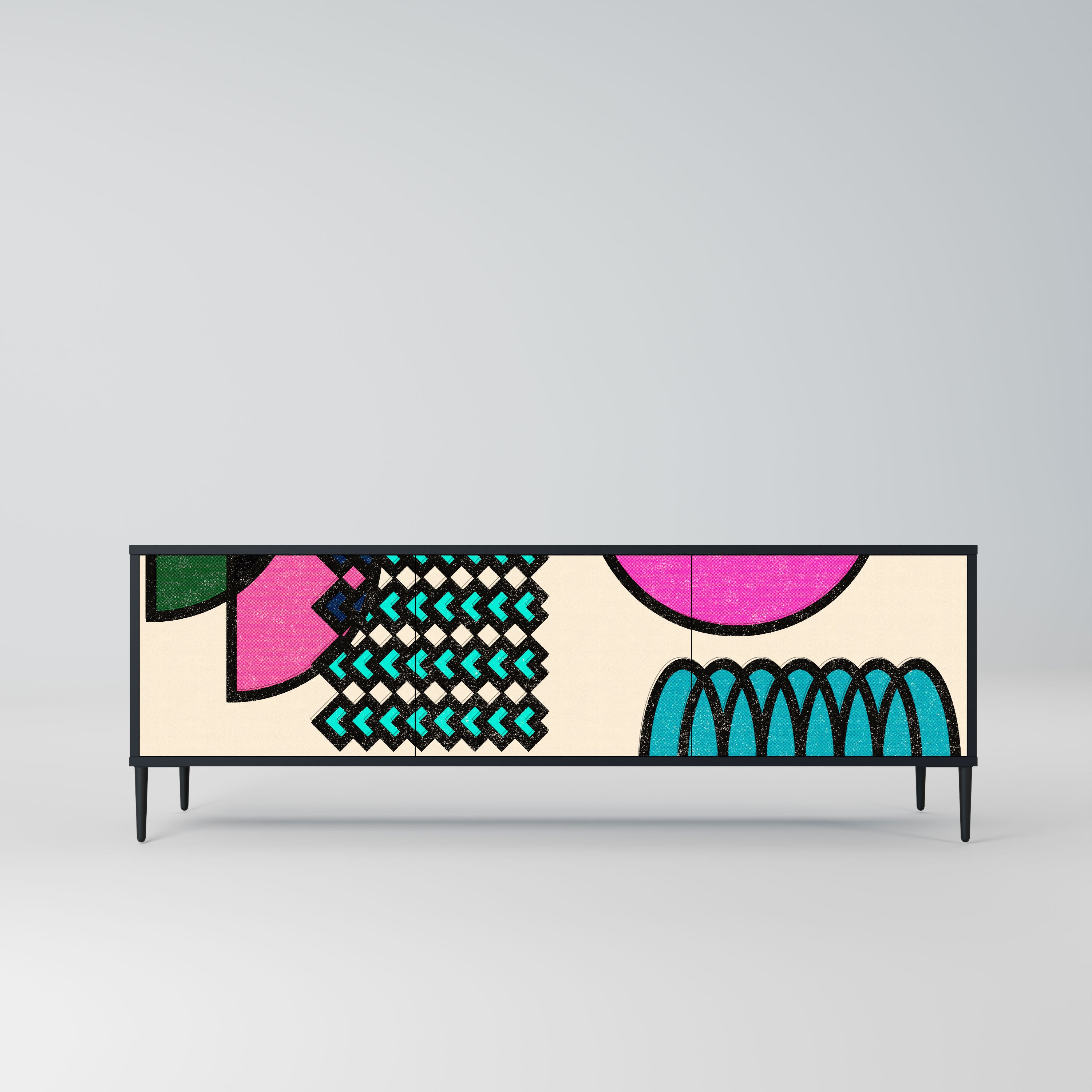 GEOMETRIC RHAPSODY Szafka RTV 3-drzwiowa korpus Czarny