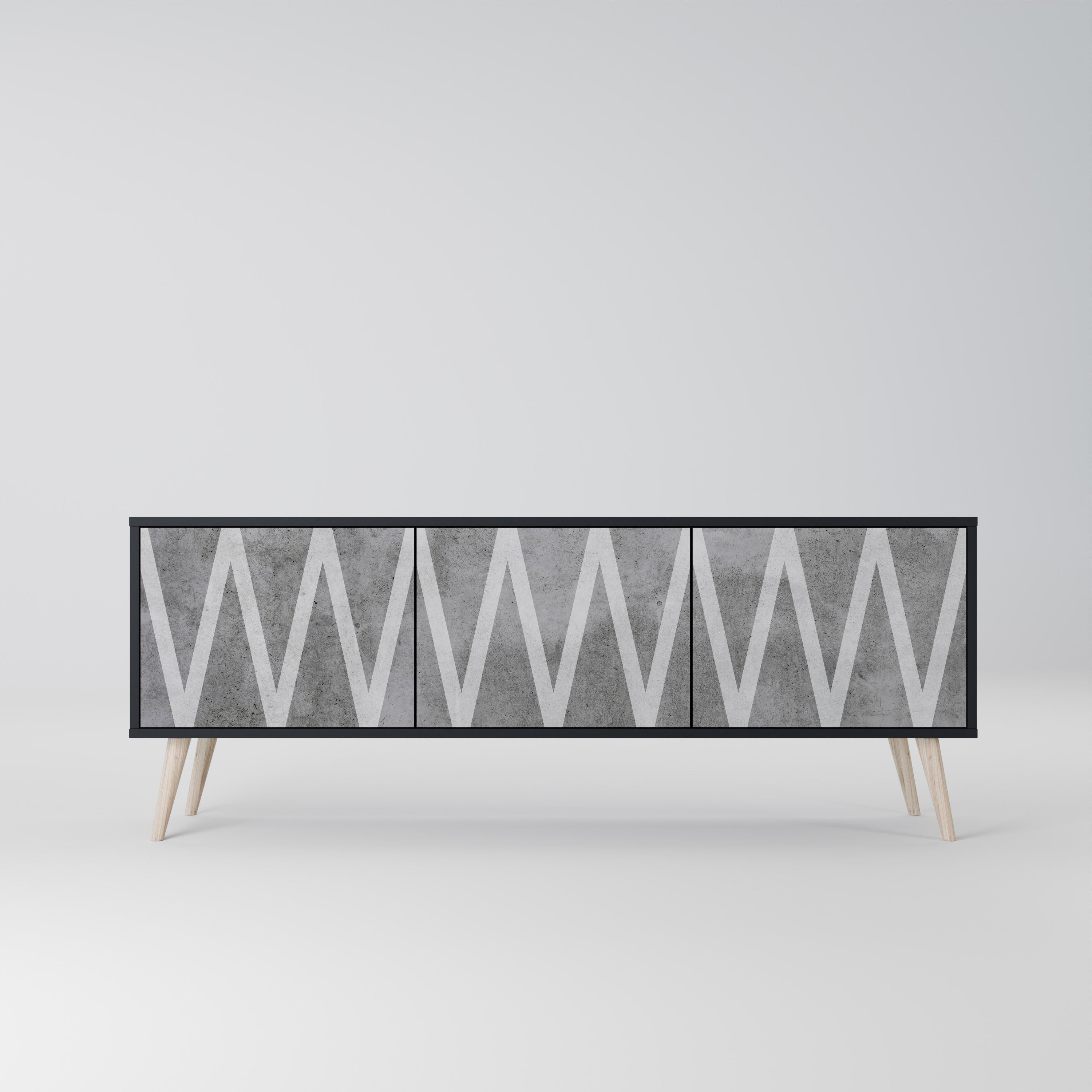SOLID ZIG ZAG Szafka RTV 3-drzwiowa korpus Czarny