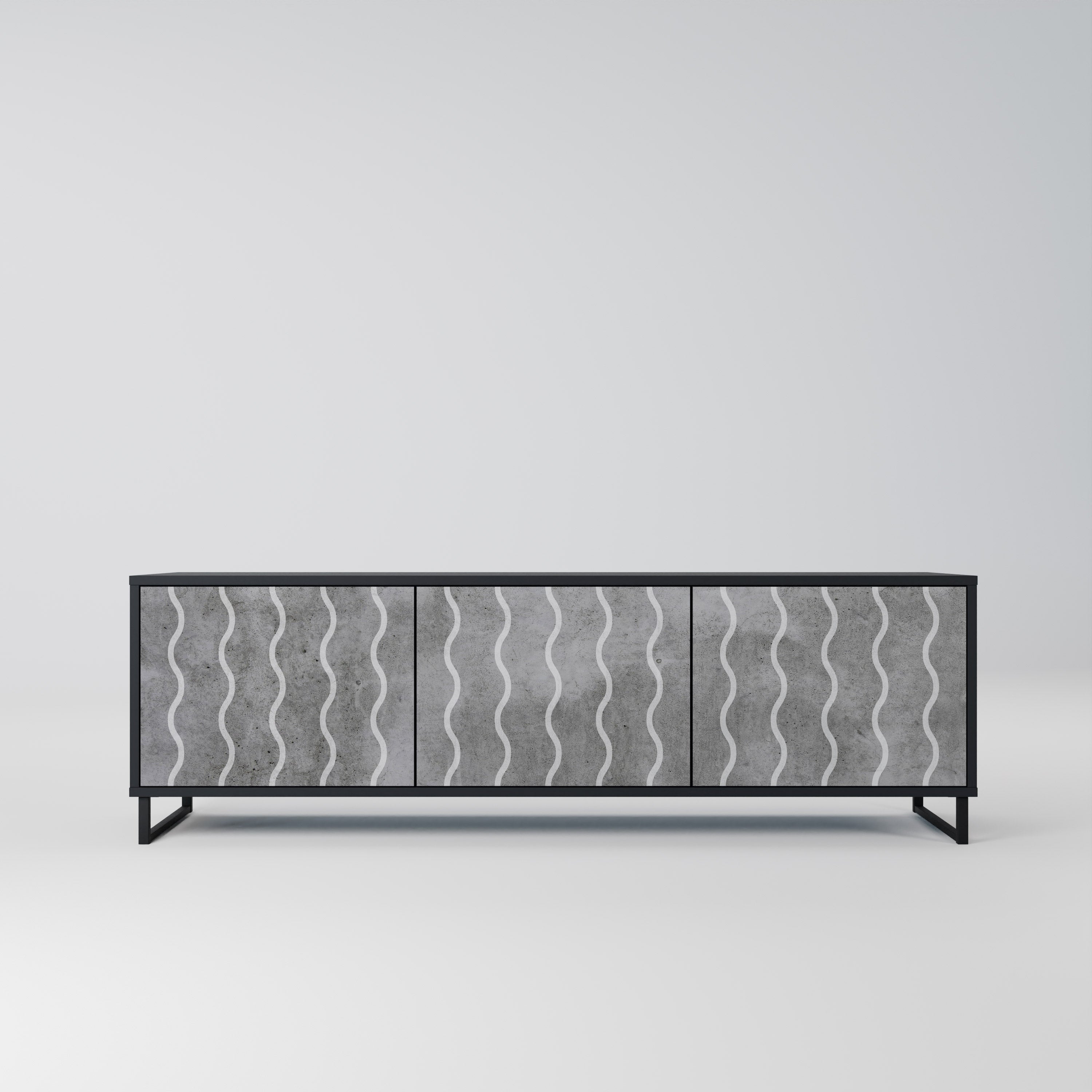 WAVES OF CONCRETE Szafka RTV 3-drzwiowa korpus Czarny