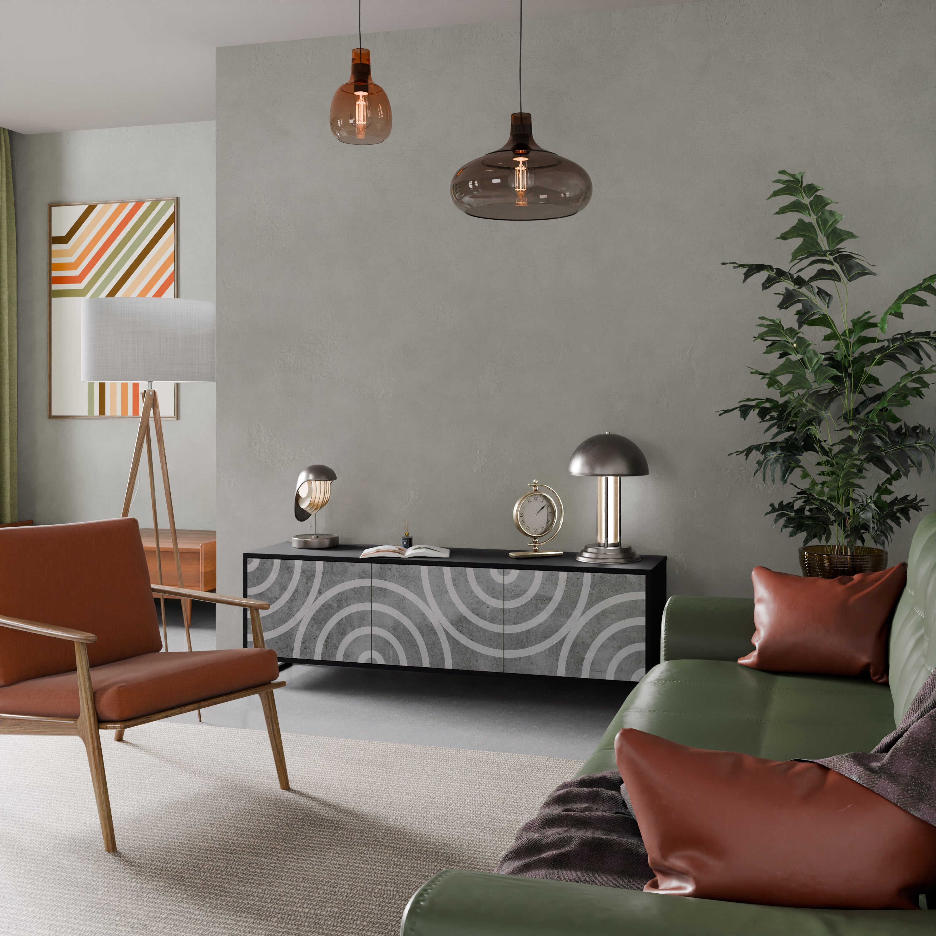 CIRCLE CONCRETE Szafka RTV 3-drzwiowa korpus Czarny