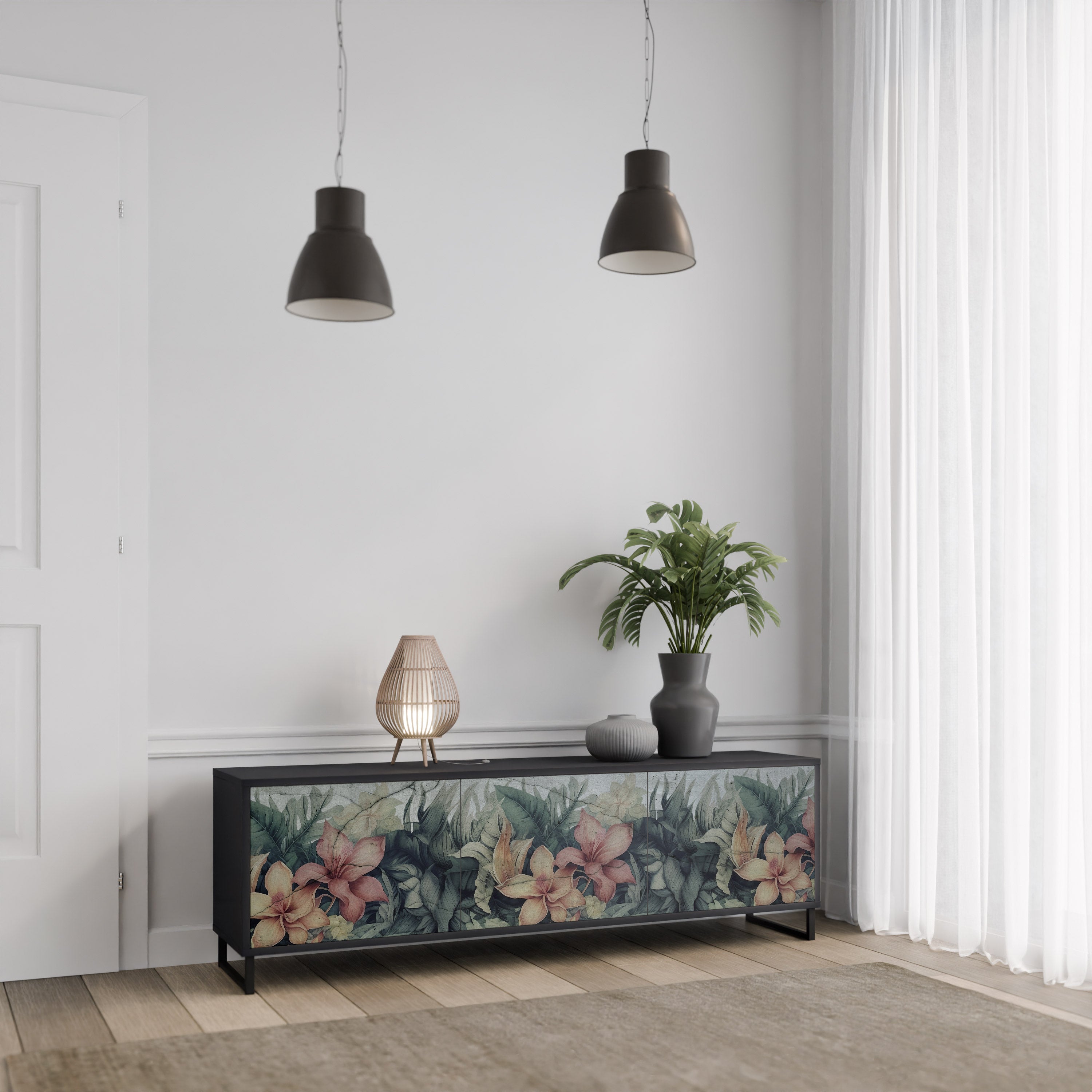 HEAVENLY BLOOM Szafka RTV 3-drzwiowa korpus Czarny