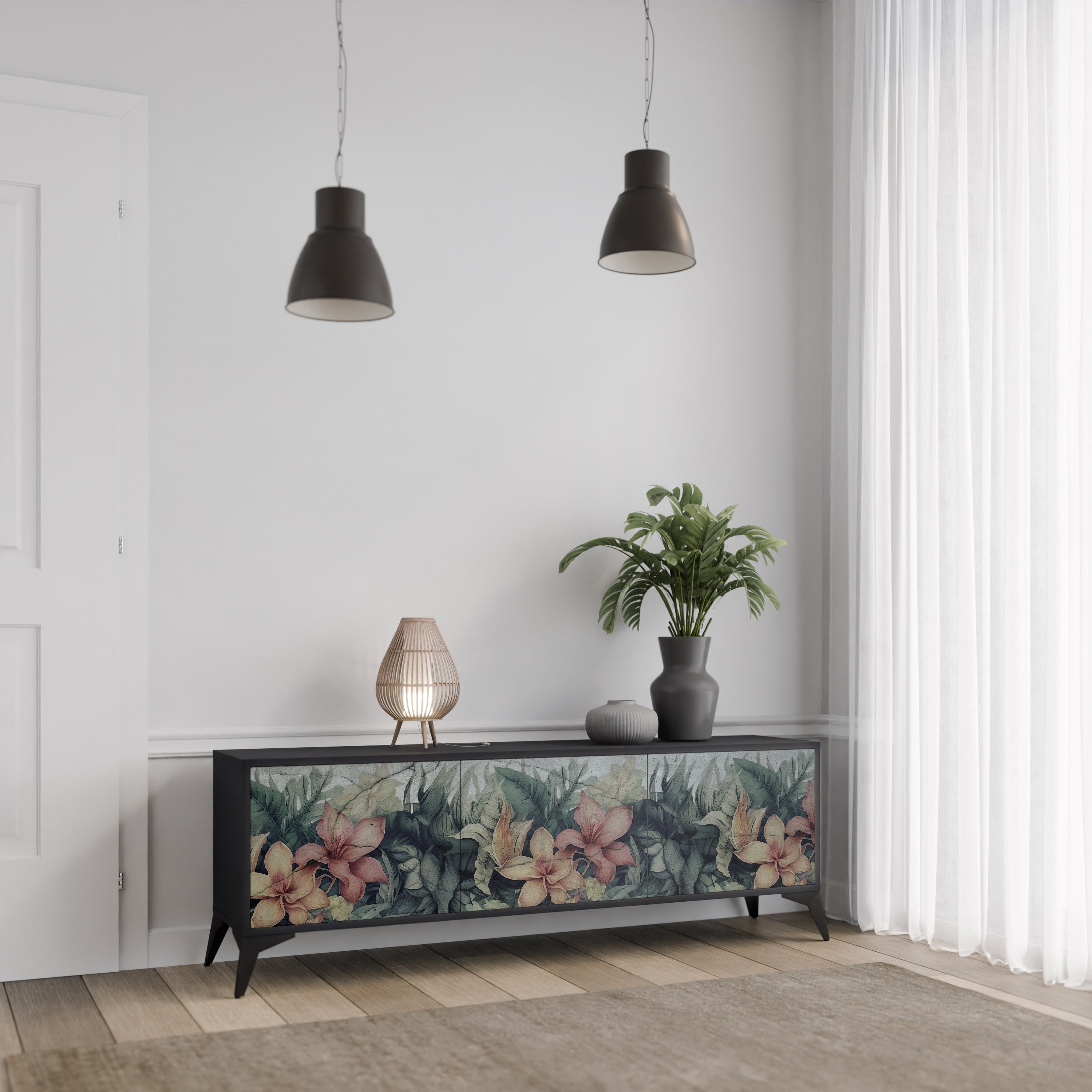 HEAVENLY BLOOM Szafka RTV 3-drzwiowa korpus Czarny