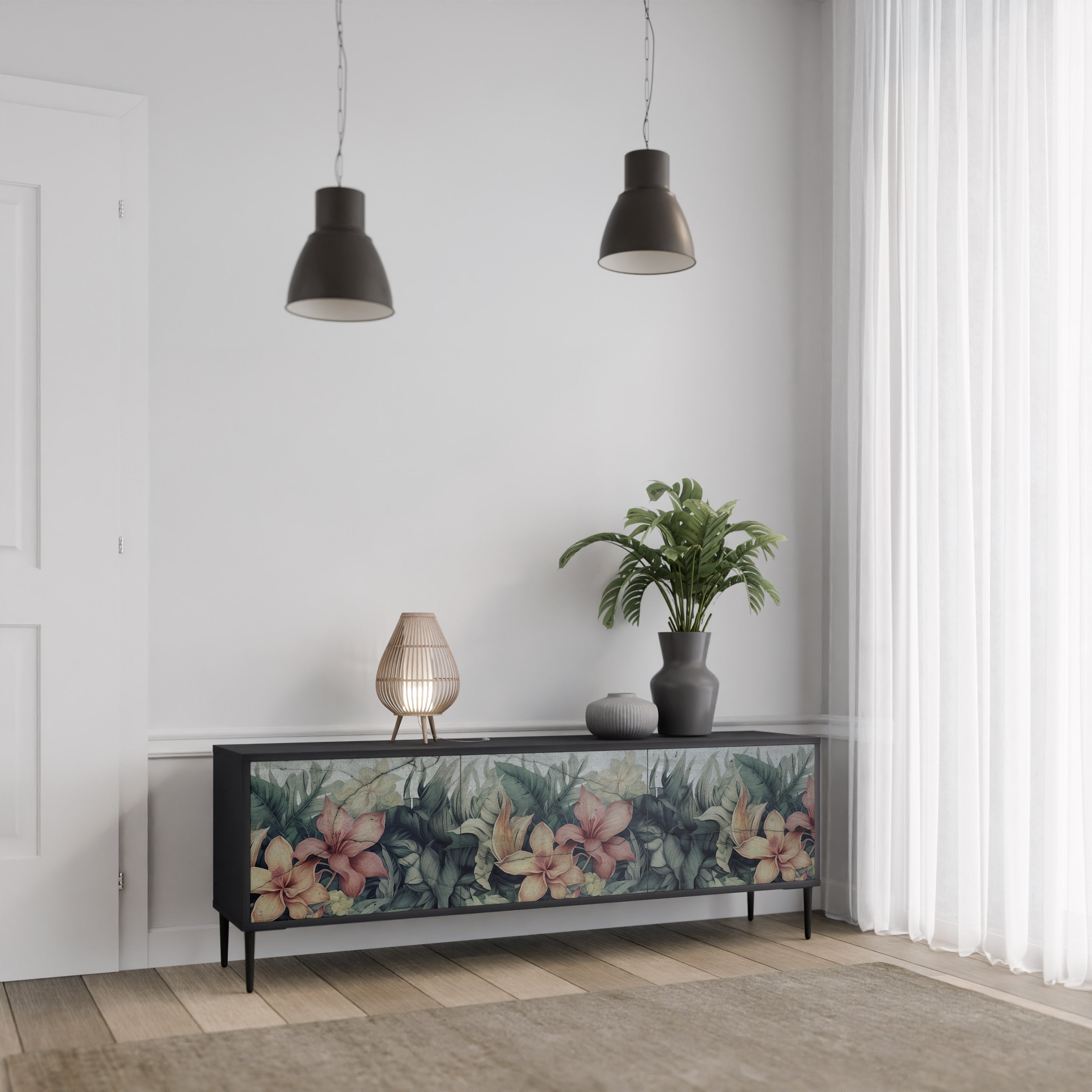 HEAVENLY BLOOM Szafka RTV 3-drzwiowa korpus Czarny