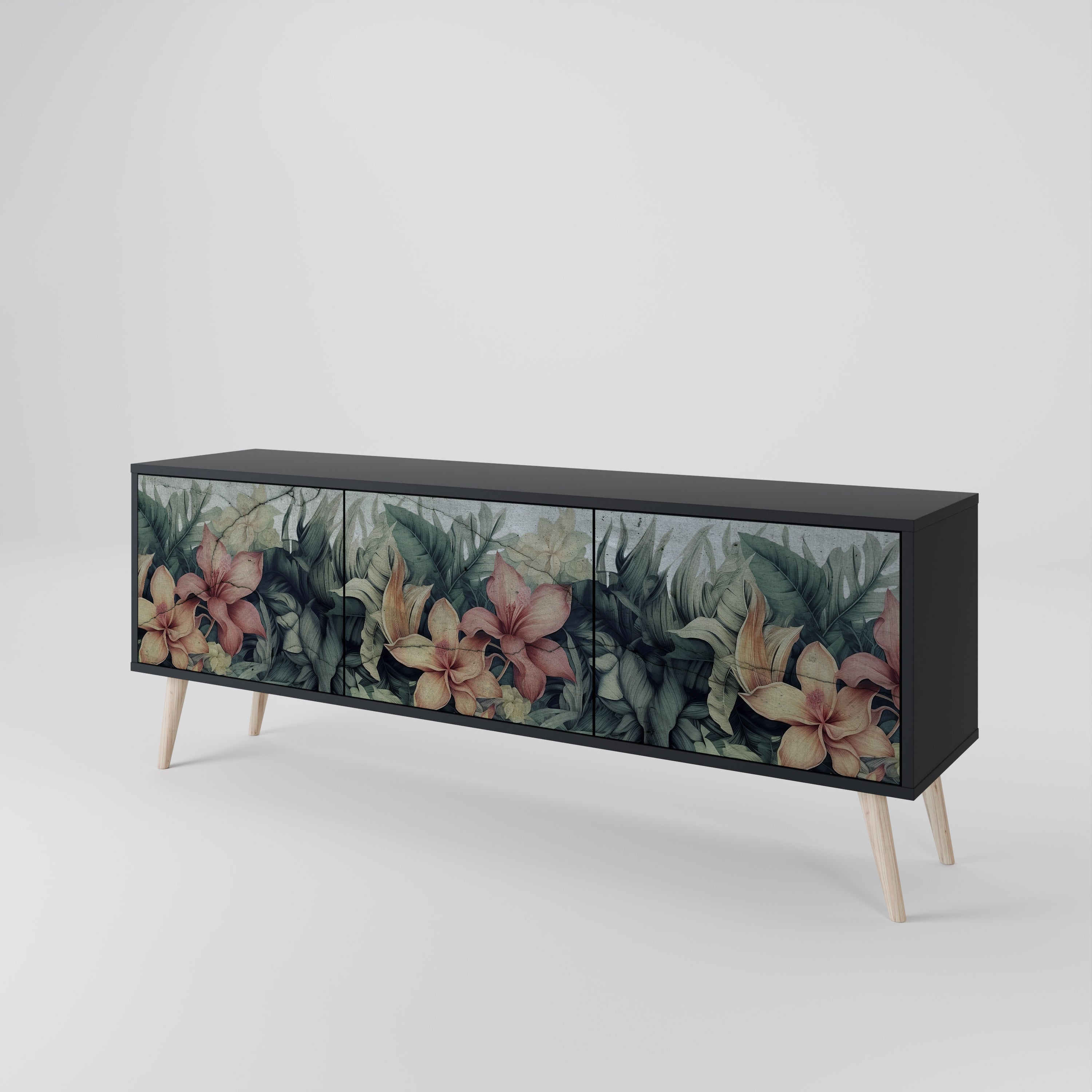 HEAVENLY BLOOM Szafka RTV 3-drzwiowa korpus Czarny